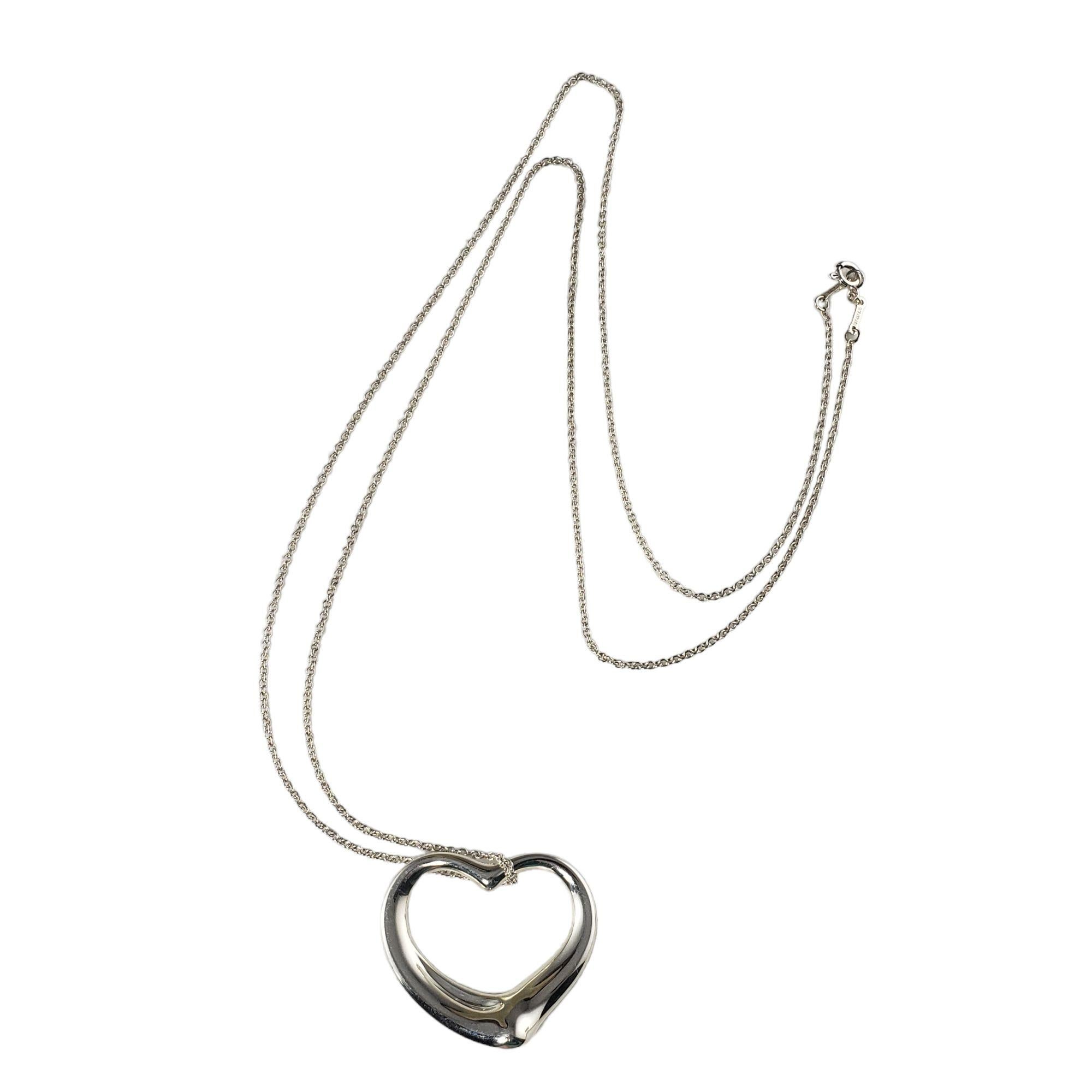 Tiffany & Co. Elsa Peretti Sterling Silver Open Heart Necklace In Good Condition For Sale In Washington Depot, CT
