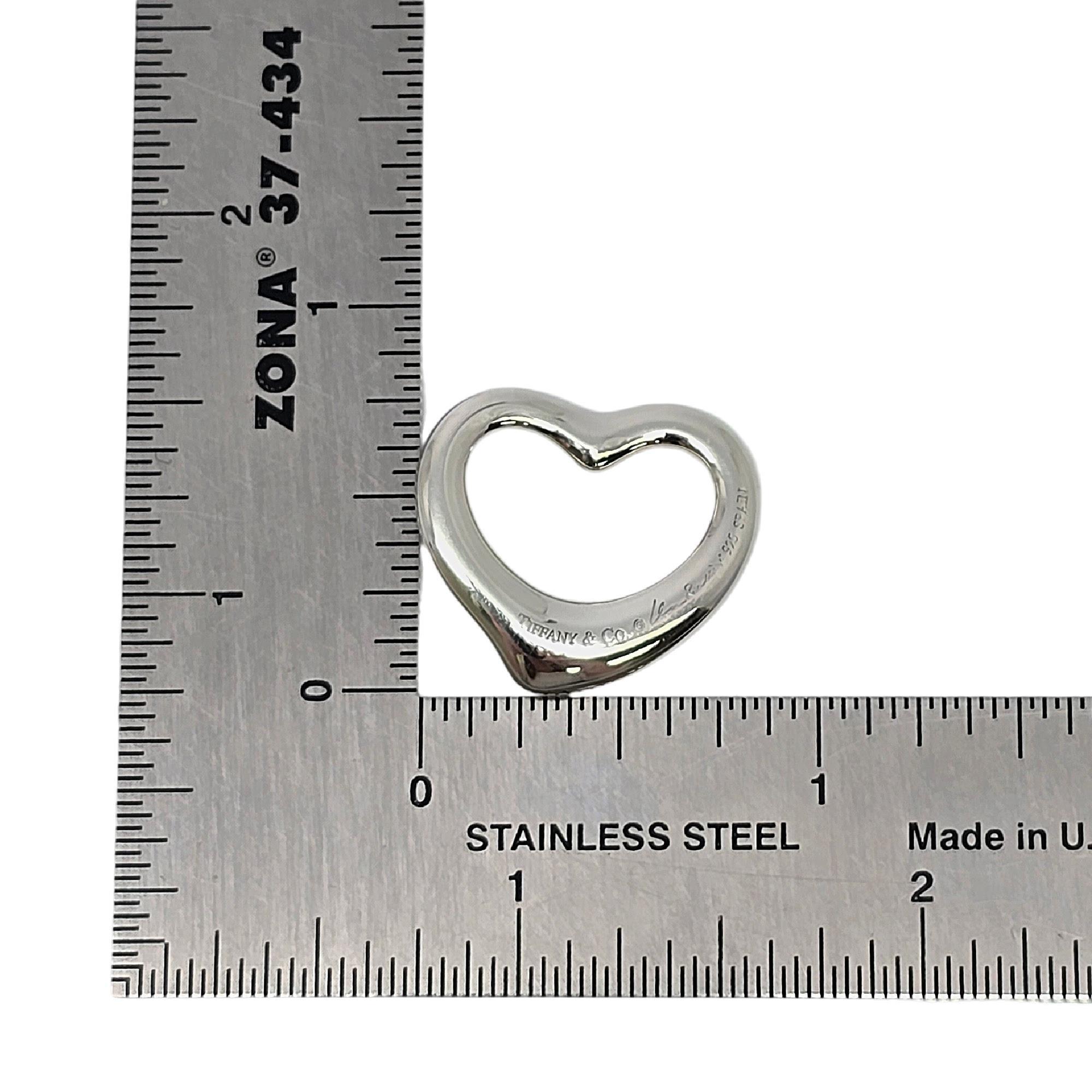 Tiffany & Co Elsa Peretti Sterling Silver Open Heart Pendant #20133 1