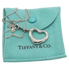 Tiffany & Co. Elsa Peretti Sterling Silver Open Heart Pendant Chain Necklace