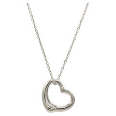 Tiffany & Co. Elsa Peretti Sterling Silver Open Heart Pendant Chain Necklace
