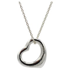 Tiffany & Co. Elsa Peretti Sterling Silver Open Heart Pendant Necklace 16MM
