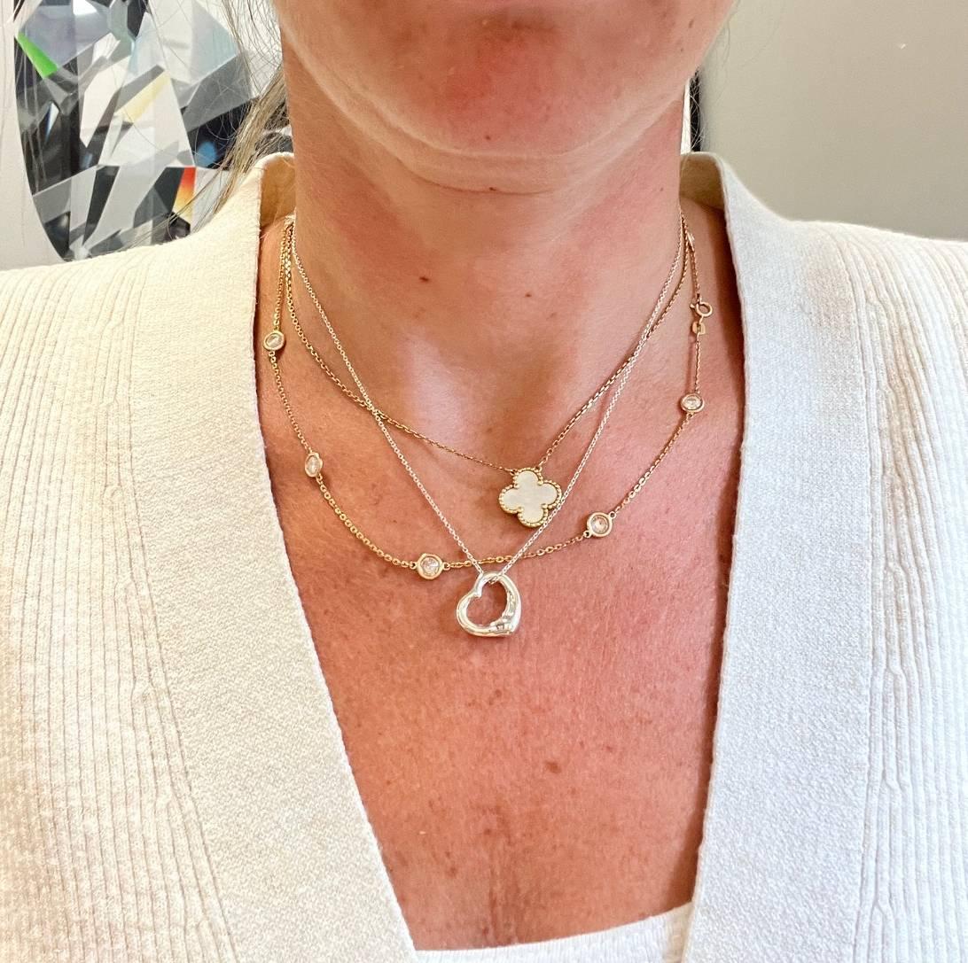 Tiffany & Co. Elsa Peretti Sterling Silver Open Heart Pendant Necklace 16MM In Excellent Condition For Sale In  Baltimore, MD