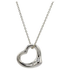 Tiffany & Co. Elsa Peretti Sterling Silver Open Heart Pendant Necklace 16MM