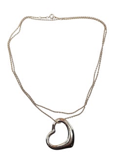 Tiffany & Co. Elsa Peretti Sterling Silver Open Heart Pendant Necklace #23799