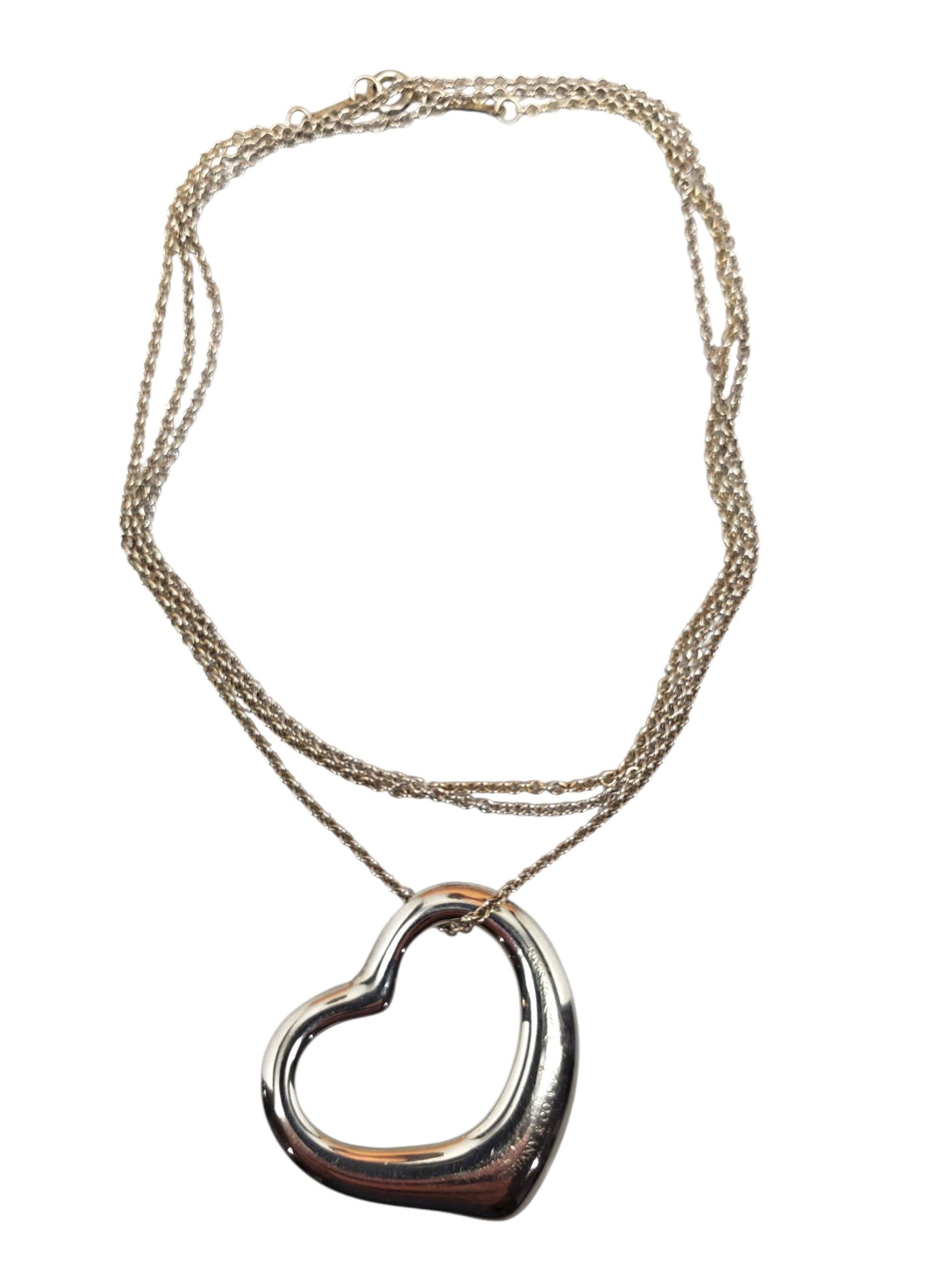 Contemporaneo Tiffany & Co. Collana con ciondolo a cuore aperto di Elsa Peretti in argento 925 #23799 in vendita