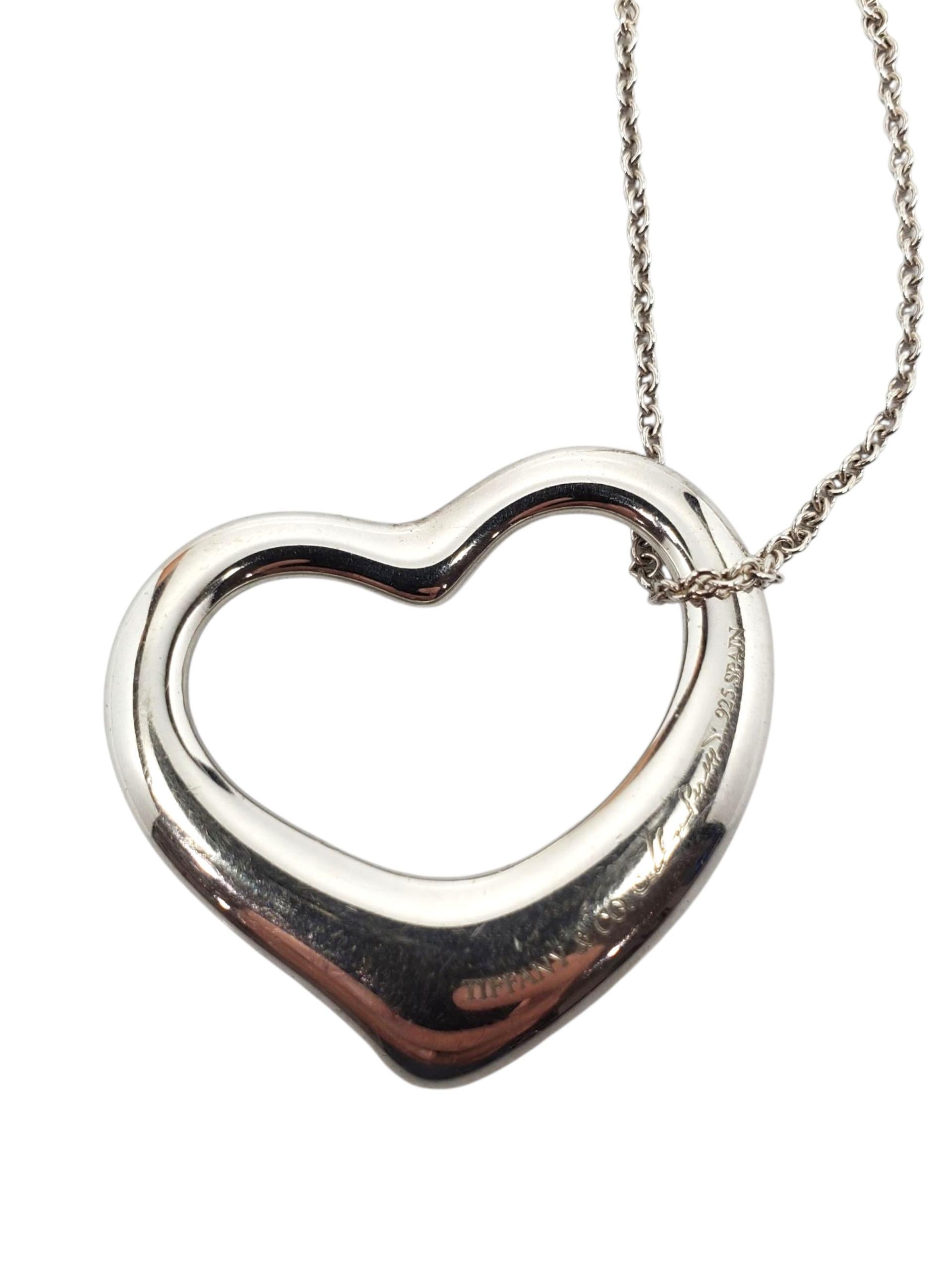 Tiffany & Co. Collana con ciondolo a cuore aperto di Elsa Peretti in argento 925 #23799 in vendita 1