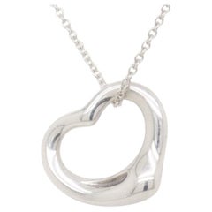 Tiffany & Co. Elsa Peretti Sterling Silver Open Heart Pendant Necklace