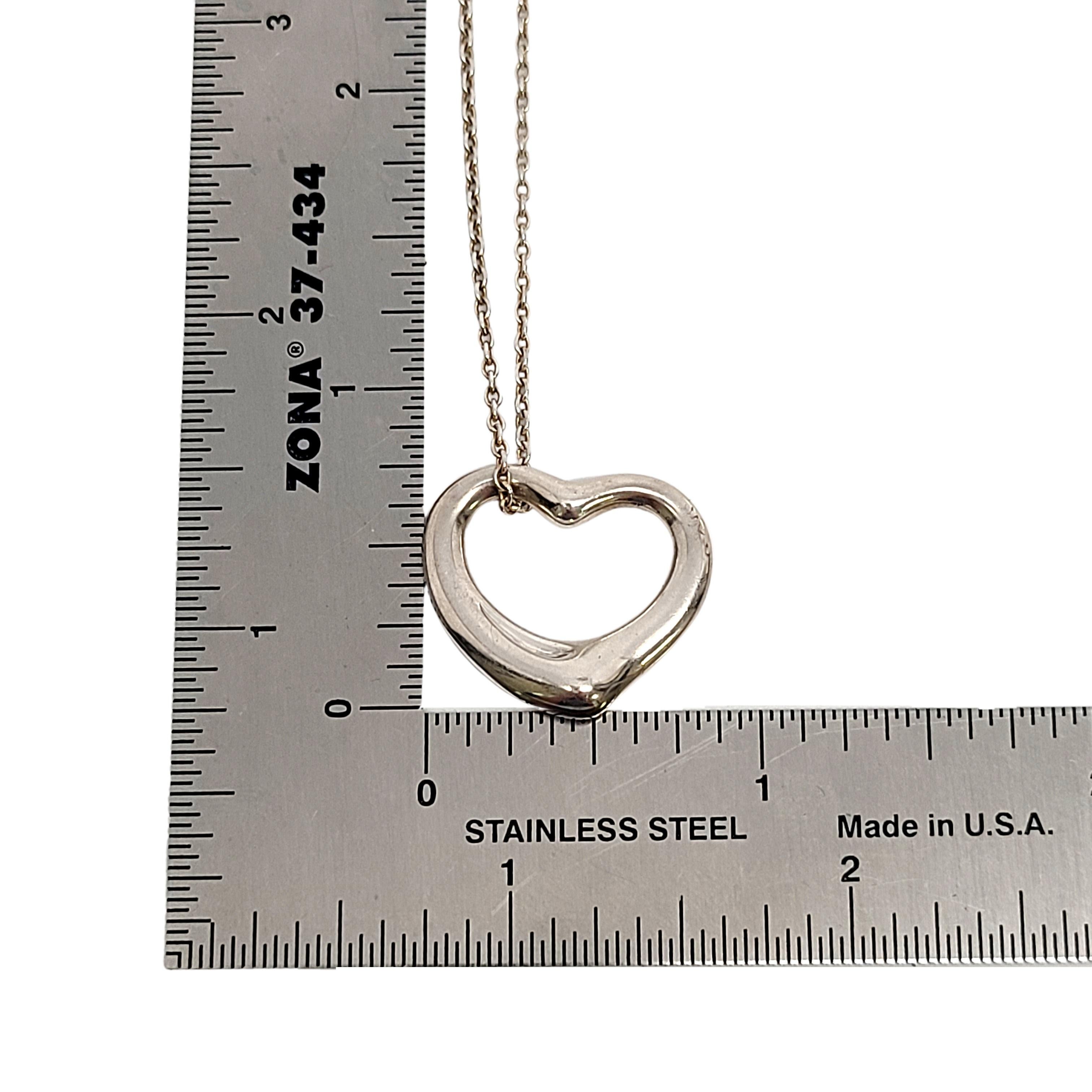 Tiffany & Co. Elsa Peretti Sterling Silver Open Heart Pendant w/Chain Necklace 4