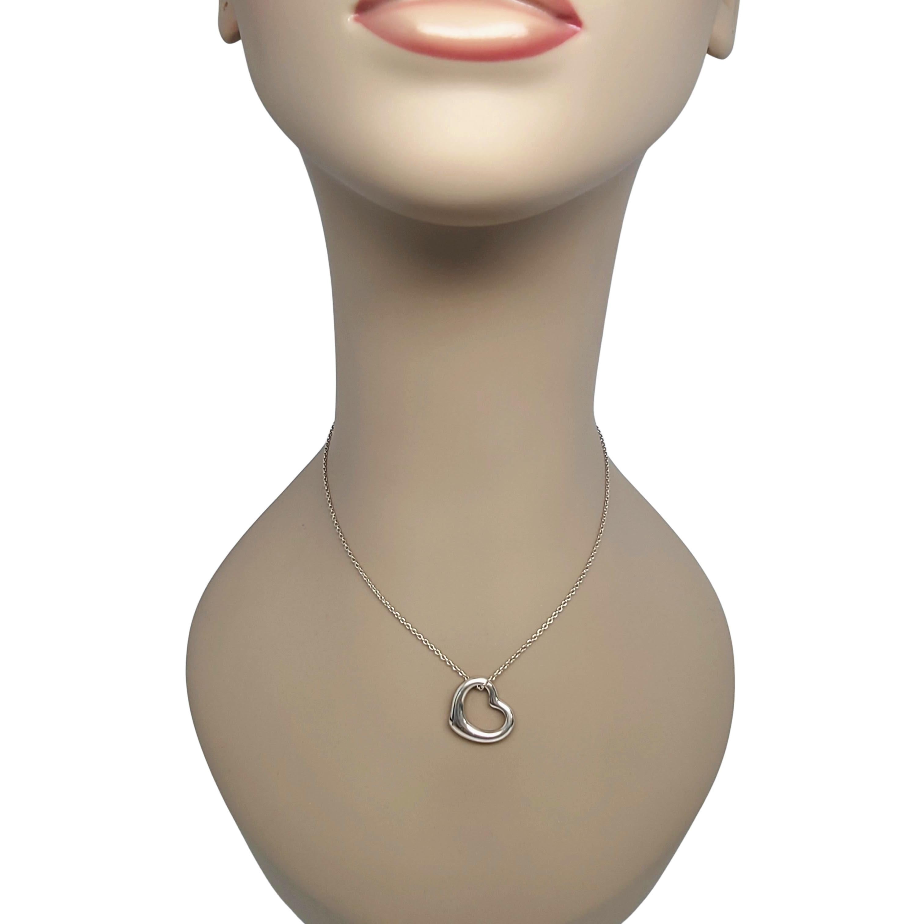 Tiffany & Co. Elsa Peretti Sterling Silver Open Heart Pendant w/Chain Necklace 3