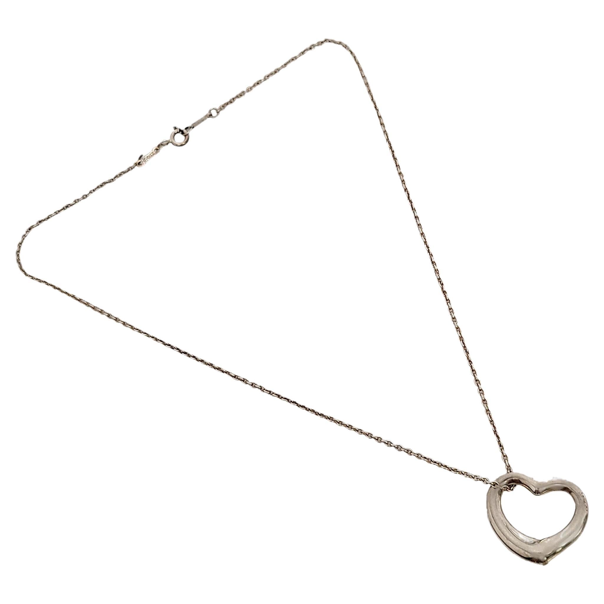 Tiffany & Co. Elsa Peretti Sterling Silver Open Heart Pendant w/Chain Necklace