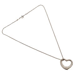 Tiffany & Co. Elsa Peretti Sterling Silver Open Heart Pendant w/Chain Necklace