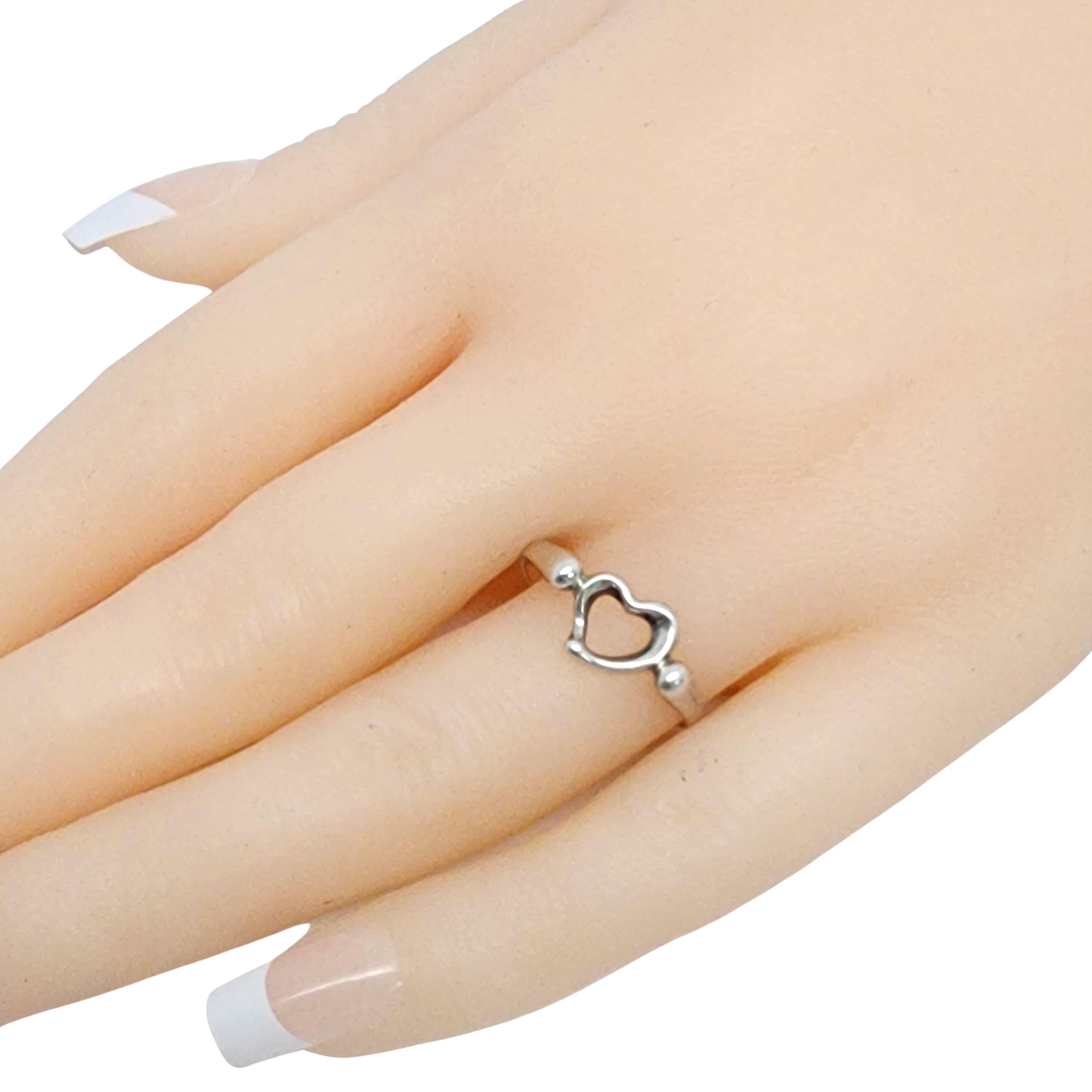 Tiffany & Co Elsa Peretti Sterling Silver Open Heart Ring Size 4 1/2 #14406 For Sale 5