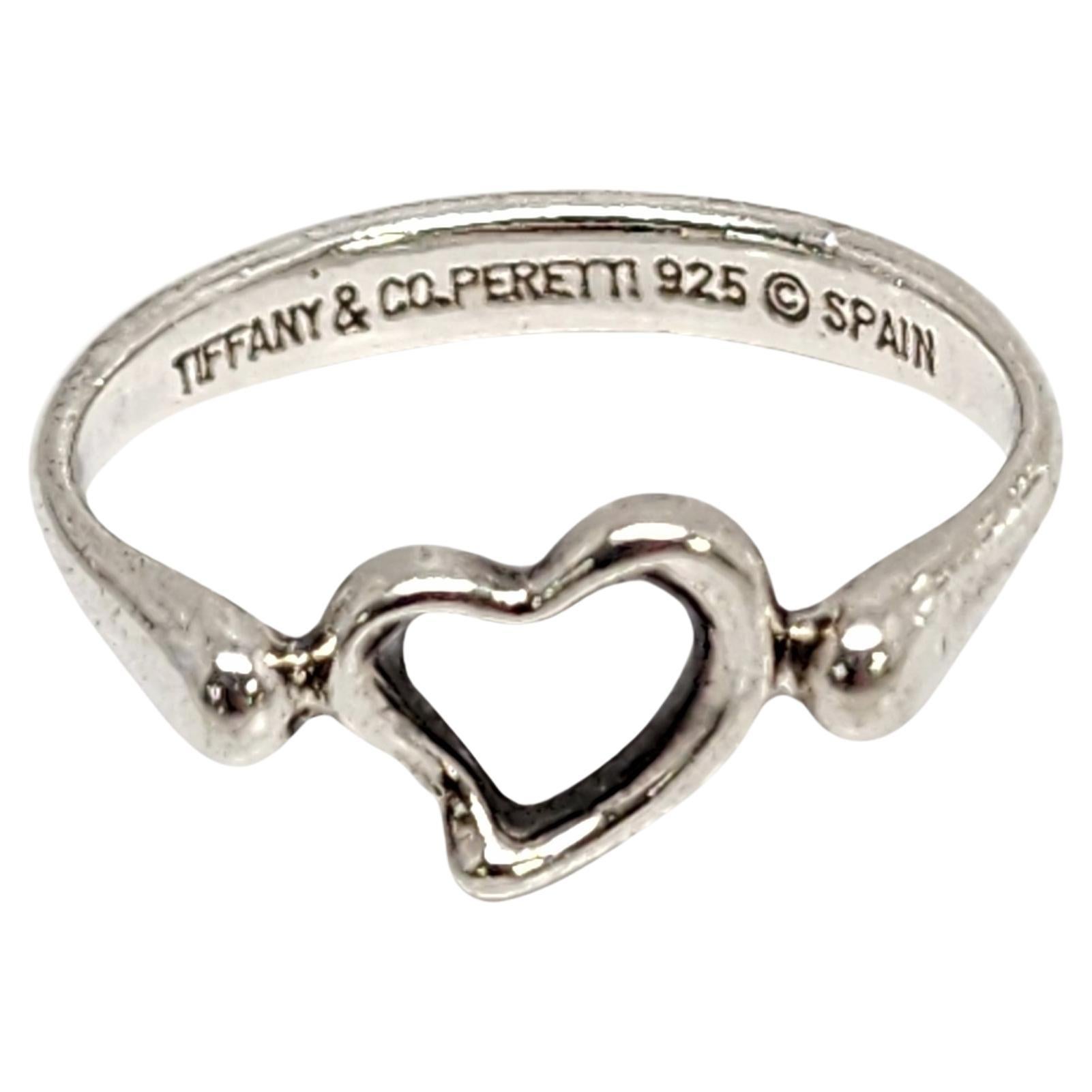 Tiffany & Co Elsa Peretti, bague cœur ouvert en argent sterling, taille 4 1/2 n° 14406