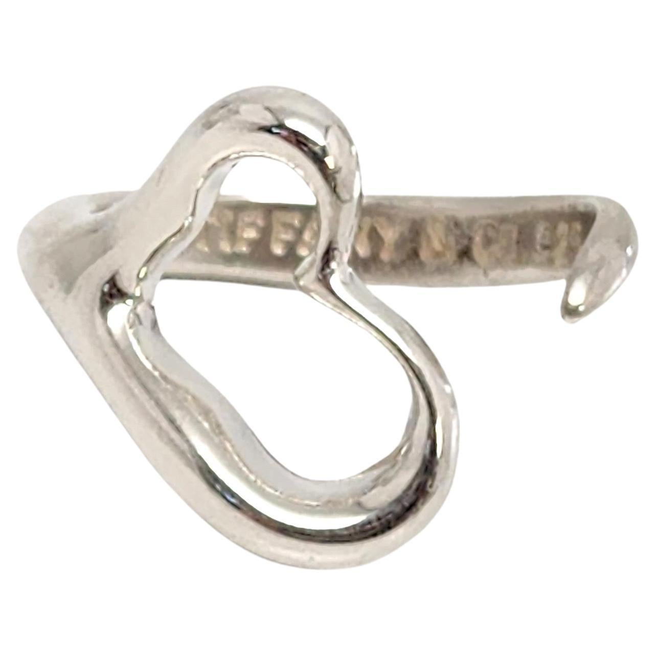 Tiffany & Co Elsa Peretti Sterling Silver Open Heart Ring Size 6 1/2 #13169