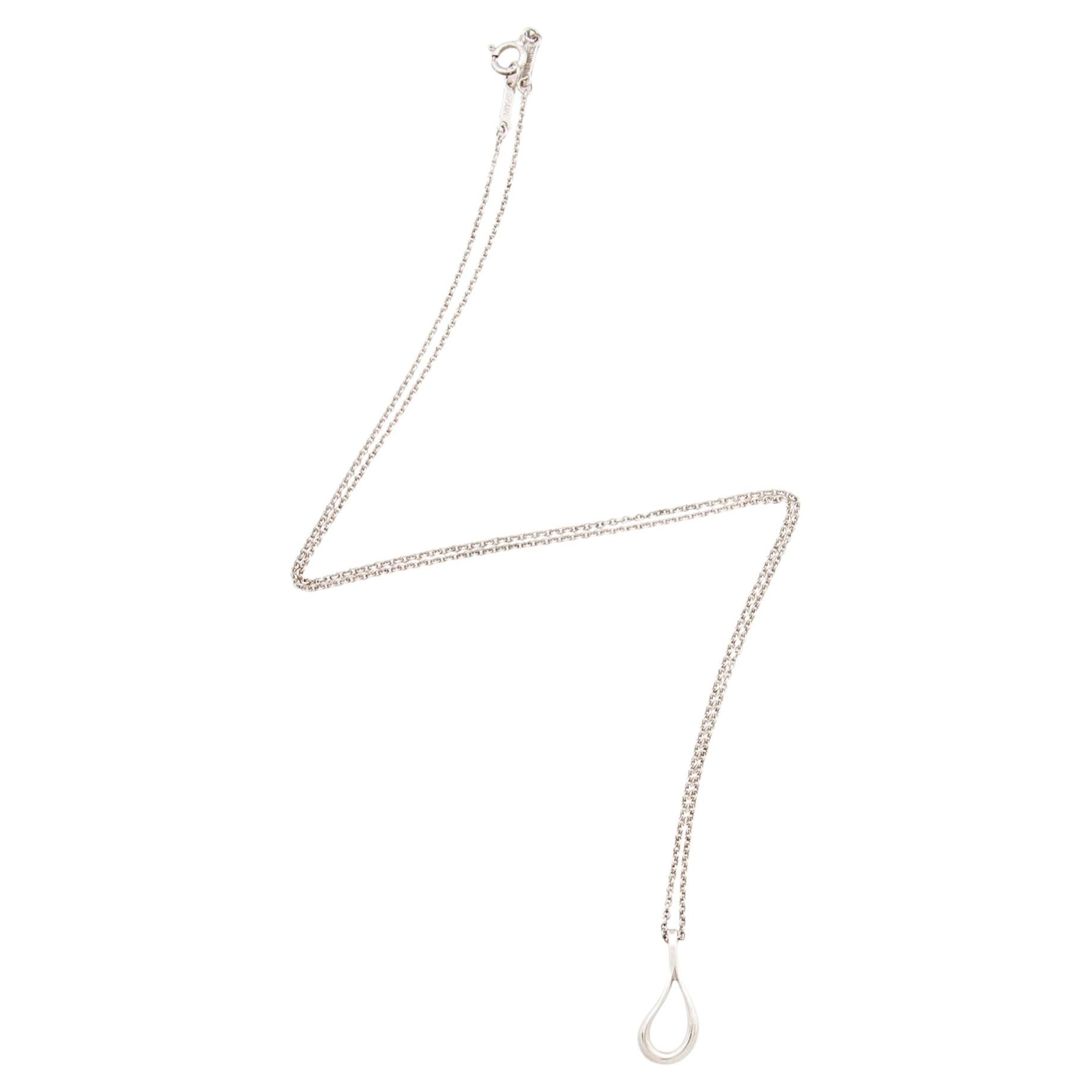 Tiffany & Co. Elsa Peretti Sterling Silver Open Teardrop Necklace