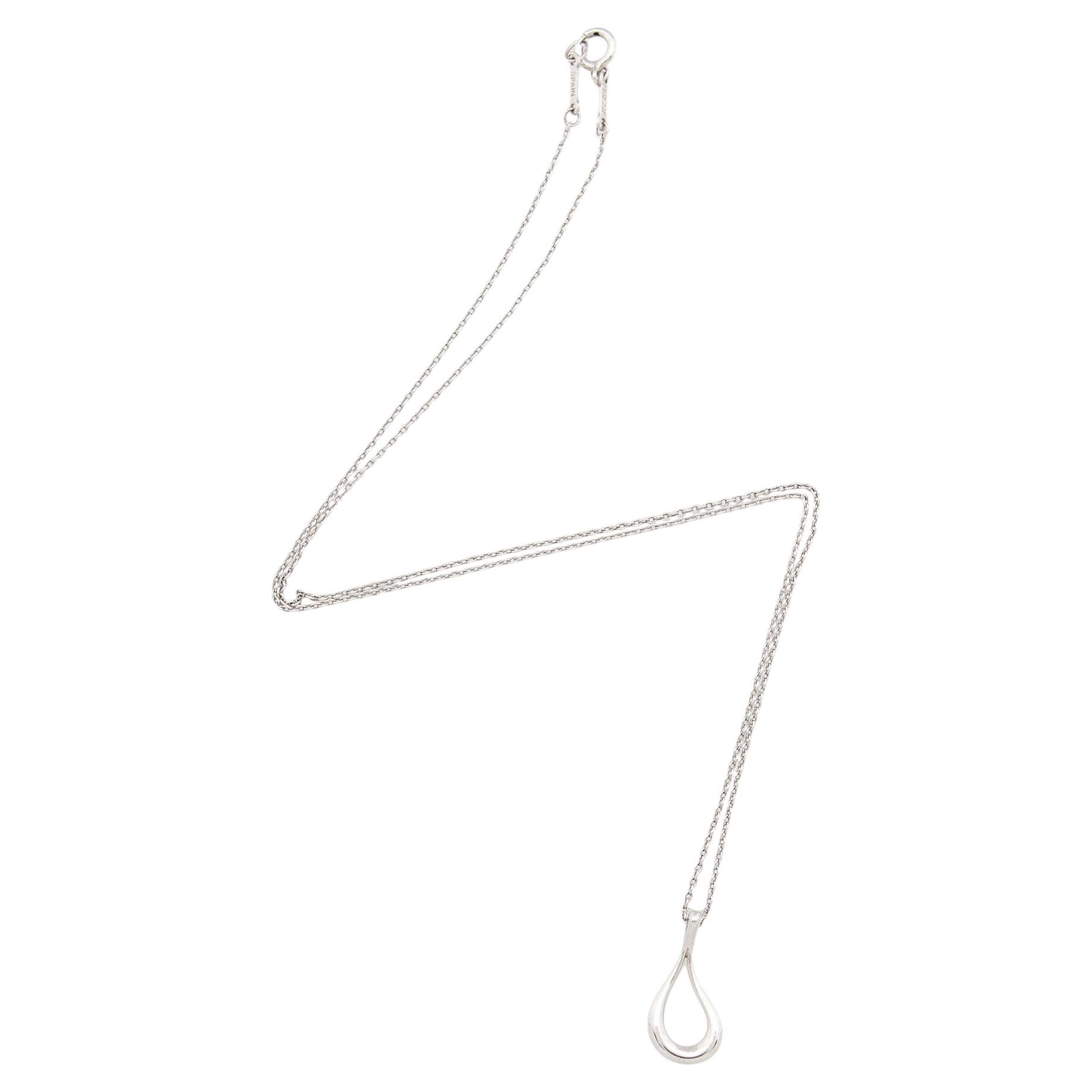 Tiffany & Co. Elsa Peretti Sterling Silver Open Teardrop Necklace For Sale