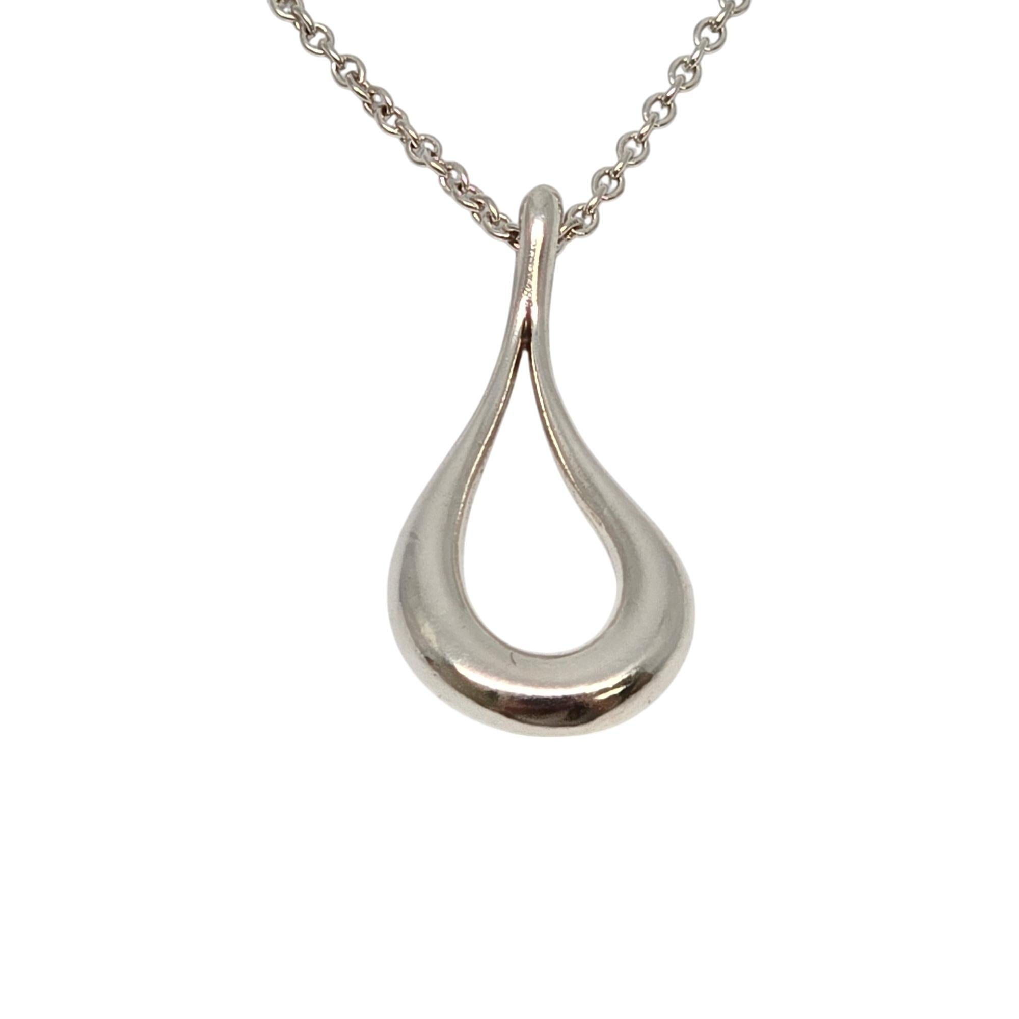 Women's Tiffany & Co Elsa Peretti Sterling Silver Open Teardrop Pendant Necklace #20142