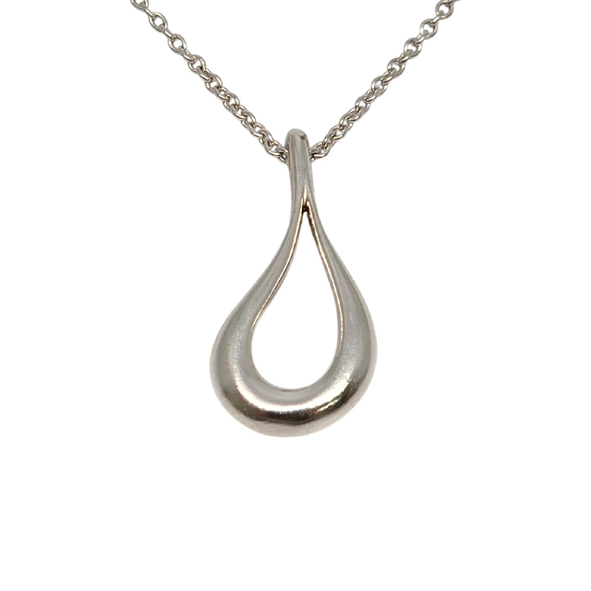 Tiffany & Co Elsa Peretti Sterling Silver Open Teardrop Pendant Necklace #20142 1