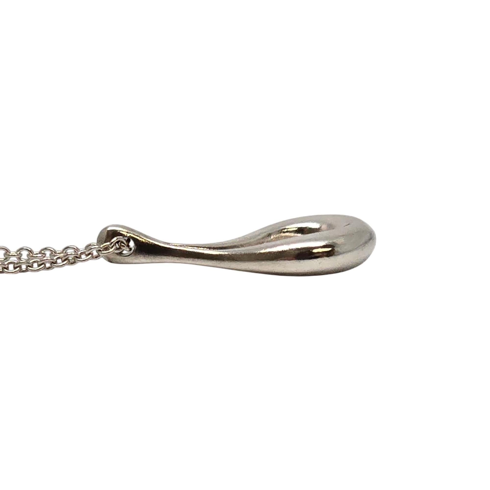 Tiffany & Co Elsa Peretti Sterling Silver Open Teardrop Pendant Necklace #20142 2