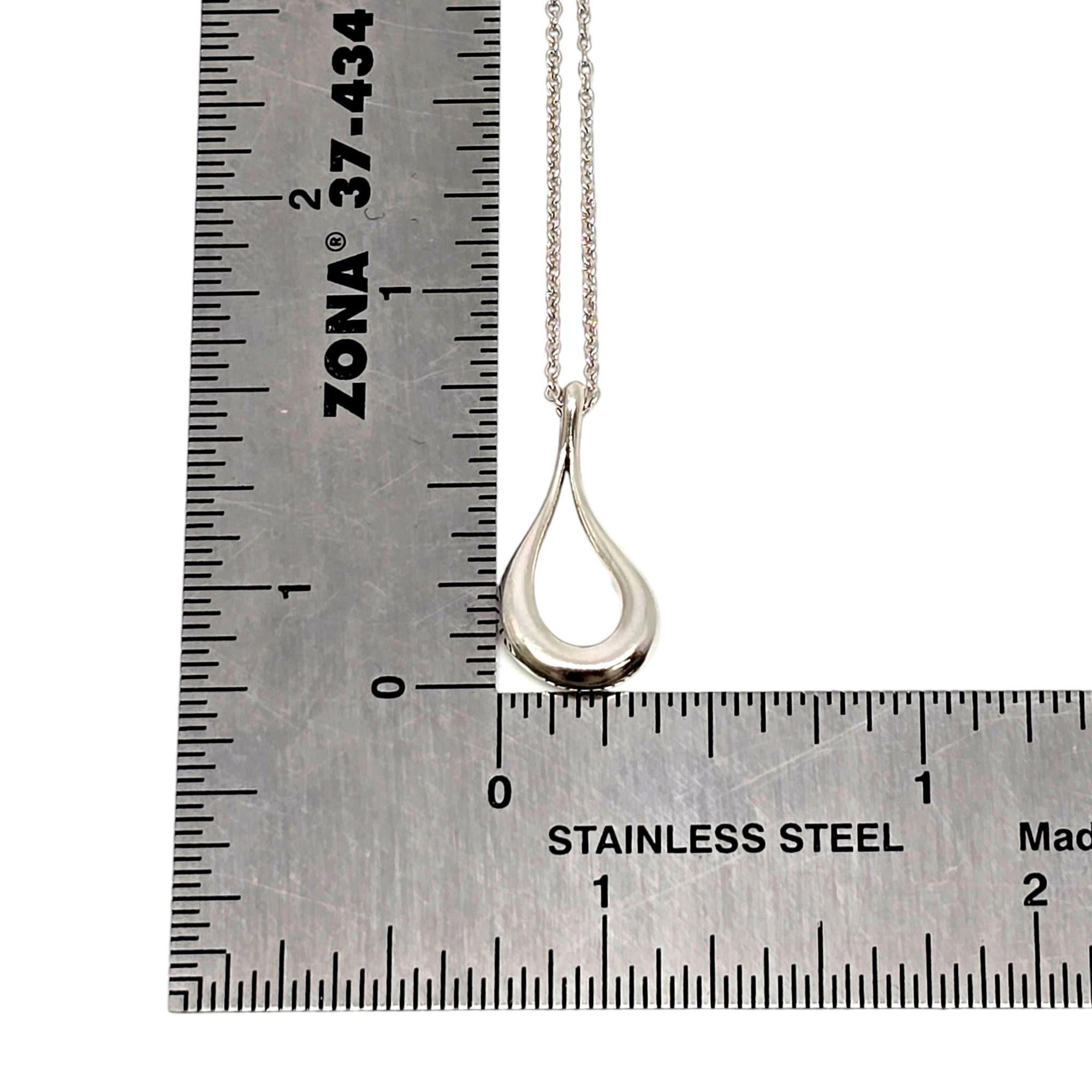 Tiffany & Co Elsa Peretti Sterling Silver Open Teardrop Pendant Necklace #20142 5