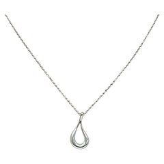 Tiffany & Co Elsa Peretti Sterling Silver Open Teardrop Pendant Necklace #20142