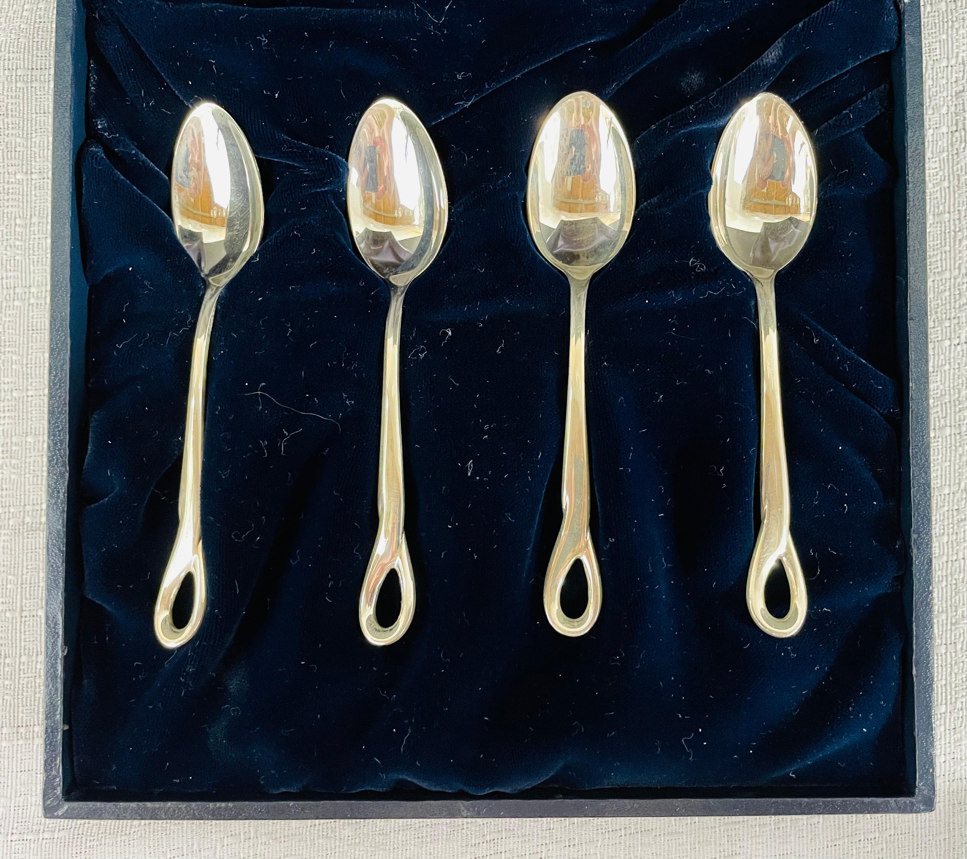 Mid-Century Modern Tiffany & Co. Cuillère Babe de Padova en argent sterling Elsa Peretti, lot de 4