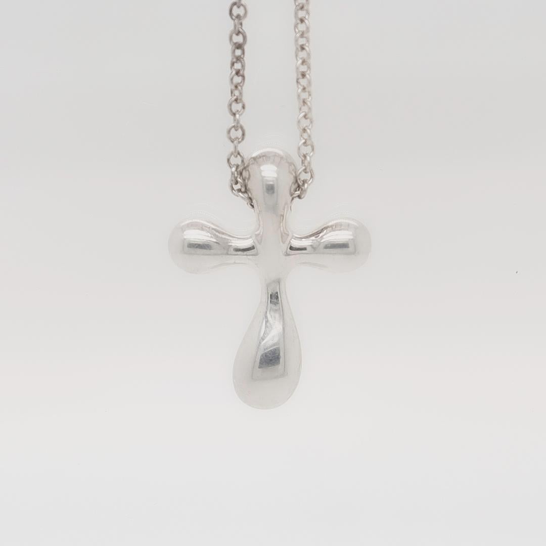 Tiffany & Co. Elsa Peretti Sterling Silver Pendant Cross Necklace For Sale 3