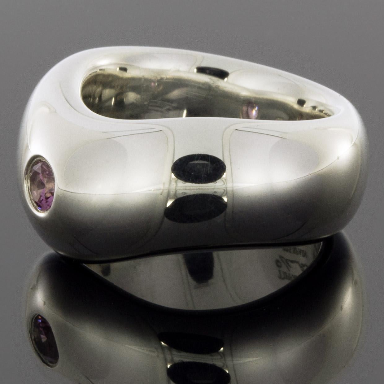 Women's Tiffany & Co Elsa Peretti Sterling Silver Round Cut Sapphire Unique Ring