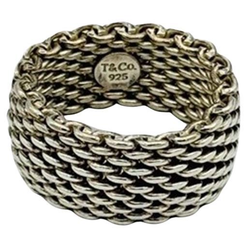 Tiffany & Co. Elsa Peretti Sterling Silver Somerset Mesh Ring Size 8