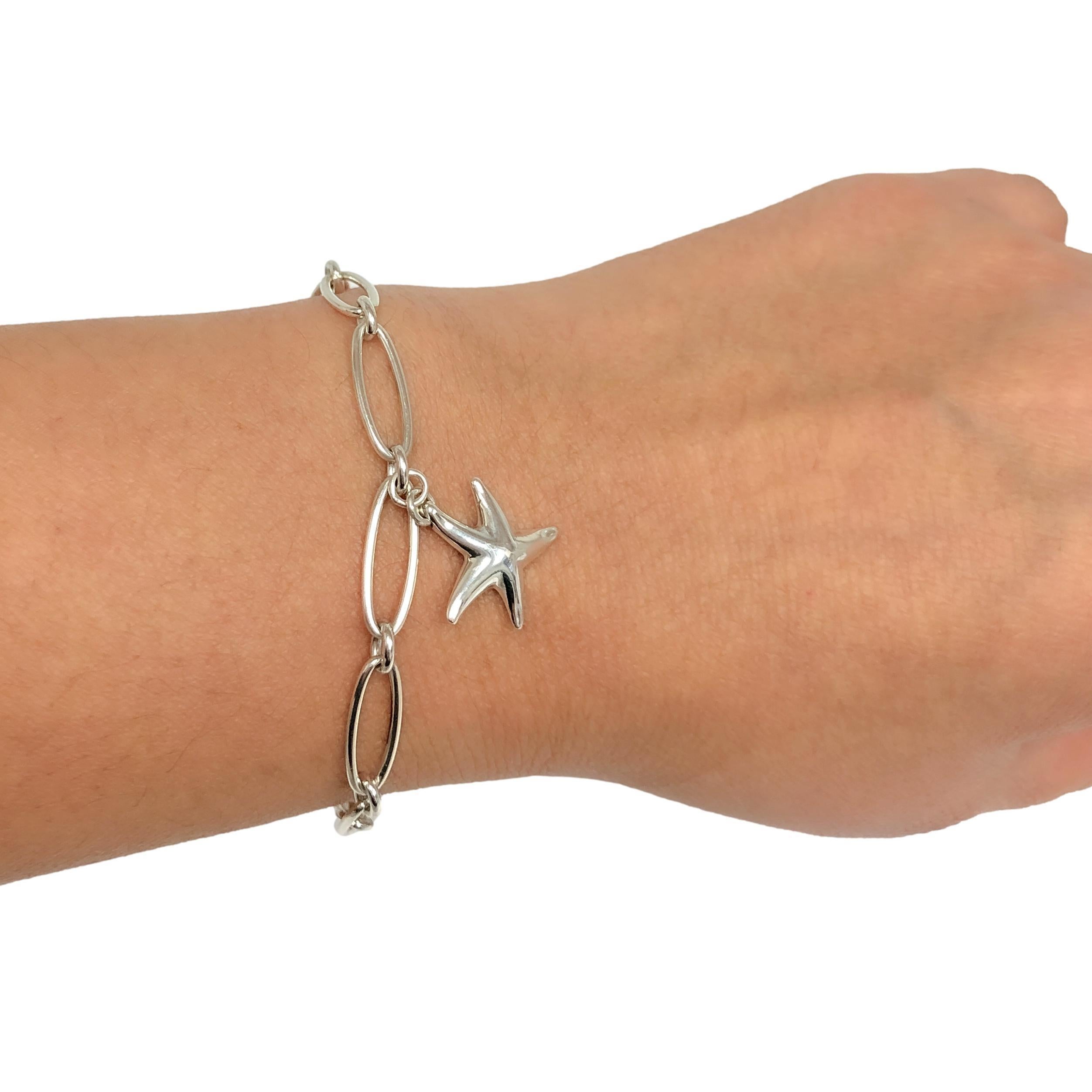 Tiffany & Co. Elsa Peretti Sterling Silver Starfish Charm Bracelet, 7.5