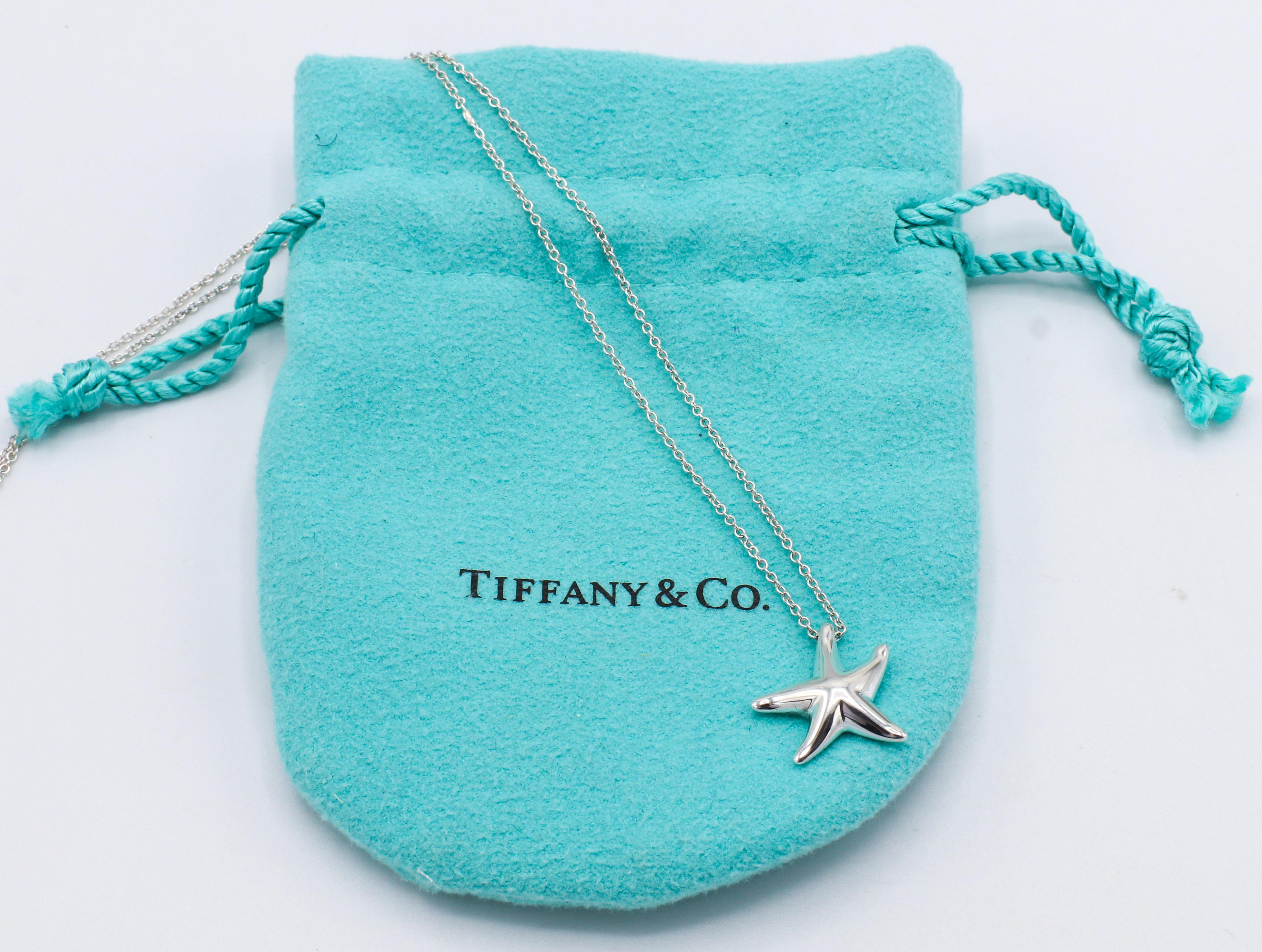 Modern Tiffany & Co. Elsa Peretti Sterling Silver Starfish Pendant Necklace