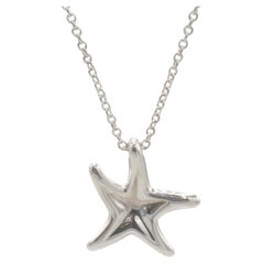Tiffany & Co. Elsa Peretti Sterling Silver Starfish Star Pendant Drop Necklace