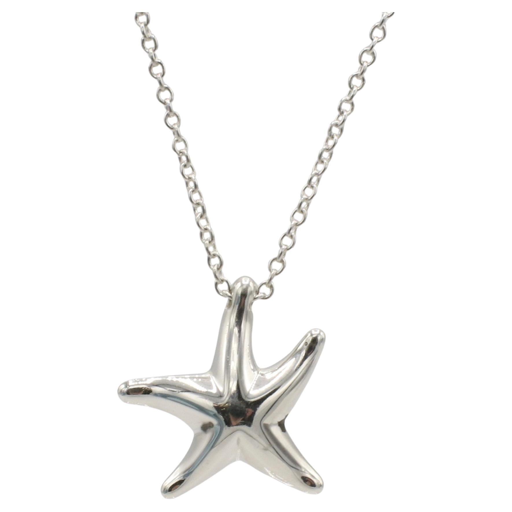 Tiffany & Co. Elsa Peretti Sterling Silver Starfish Star Pendant Drop Necklace