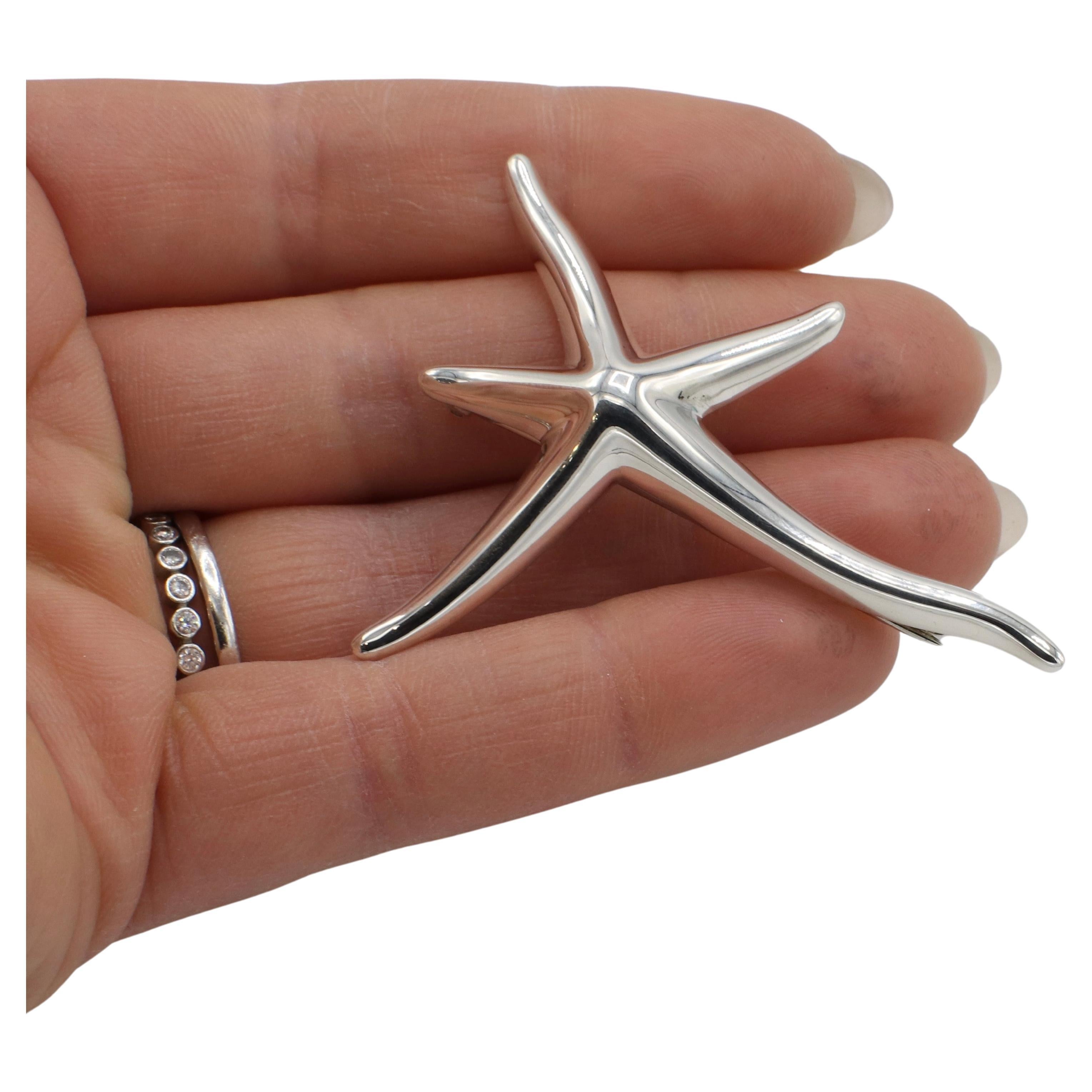 Women's or Men's Tiffany & Co. Elsa Peretti Sterling Silver Starfish Star Pin Brooch 