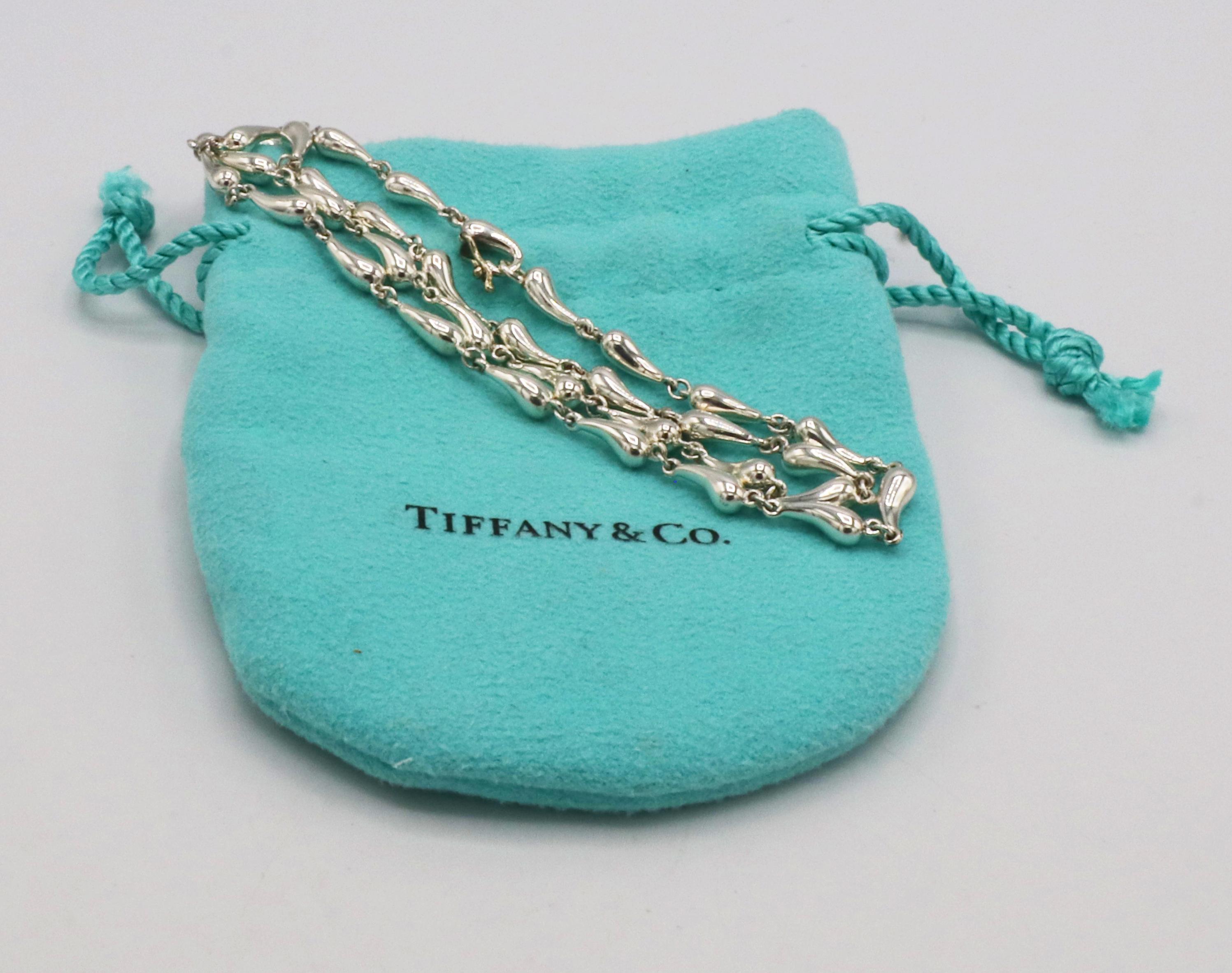 Tiffany & Co. Elsa Peretti Sterling Silver Tear Drop Chain Link Necklace 2