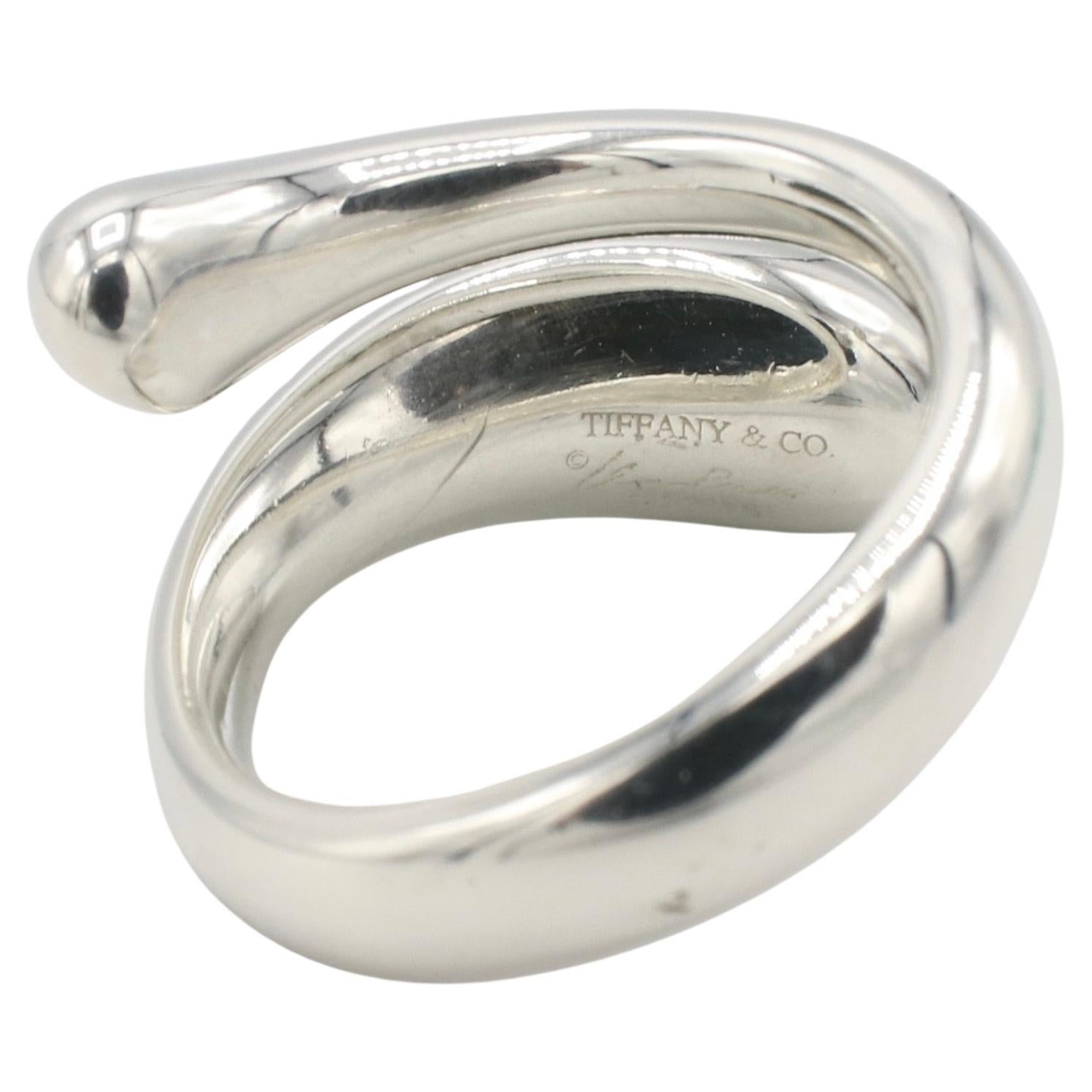 Modern Tiffany & Co. Elsa Peretti Sterling Silver Teardrop Bypass Ring