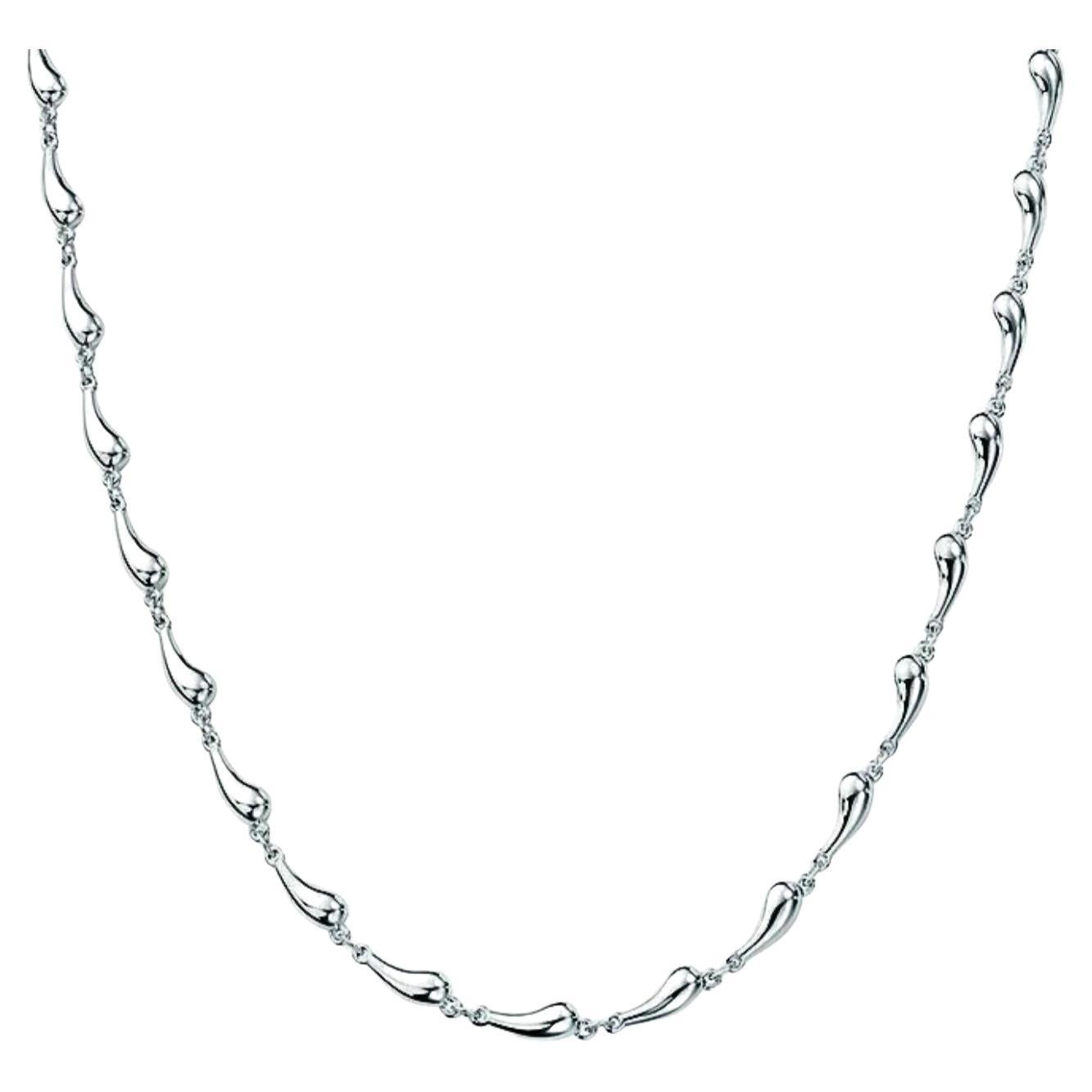 Tiffany & Co. Elsa Peretti Sterling Silver Teardrop Chain Link Necklace For Sale