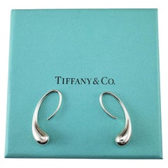 Tiffany & Co. Elsa Peretti Sterling Silver Teardrop Earrings w/Box  #23028