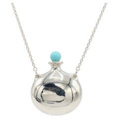 Tiffany & Co. Collar largo con colgante de jarra de turquesa y plata de ley Elsa Peretti