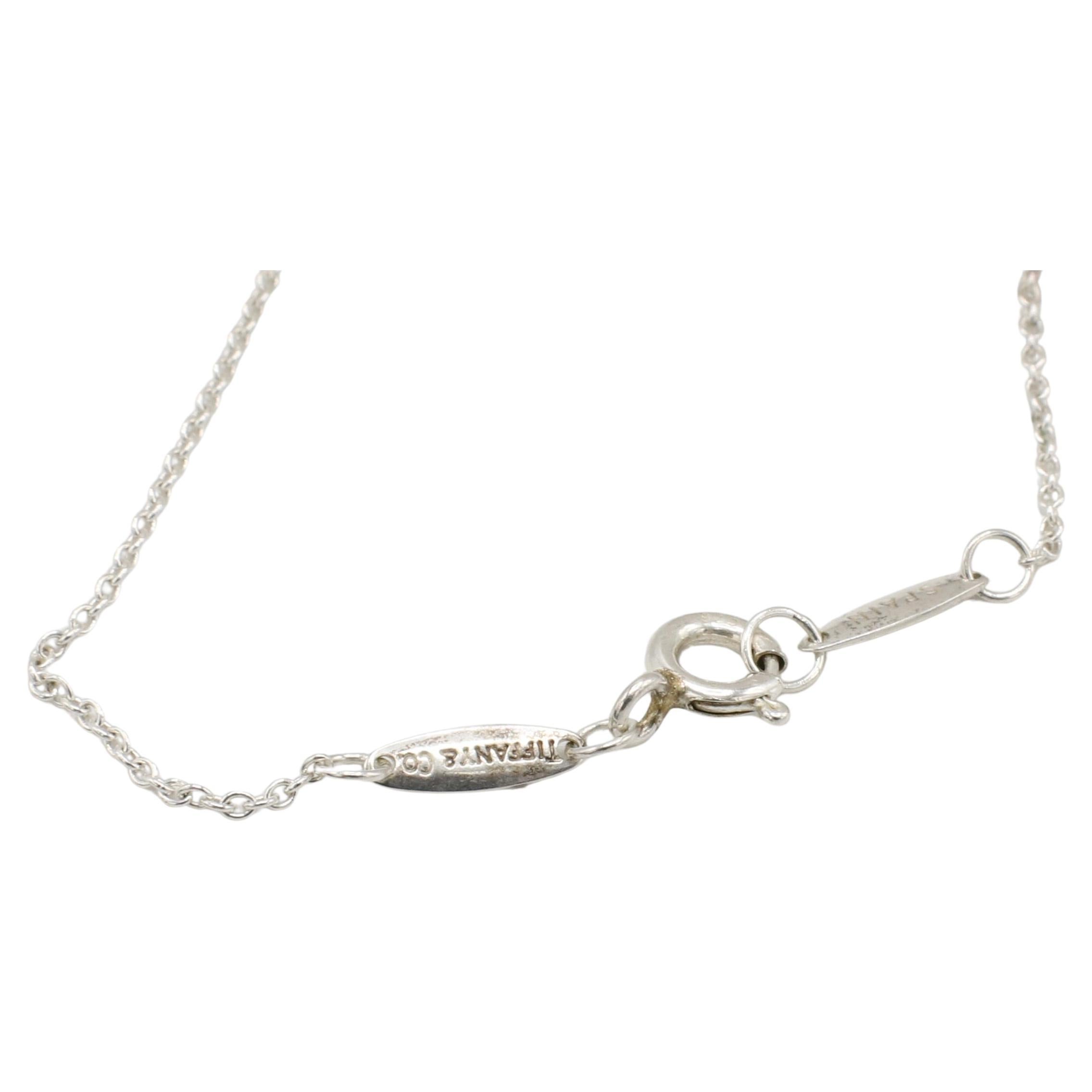 Modern Tiffany & Co. Elsa Peretti Sterling Silver Turquoise Pendant Drop Necklace