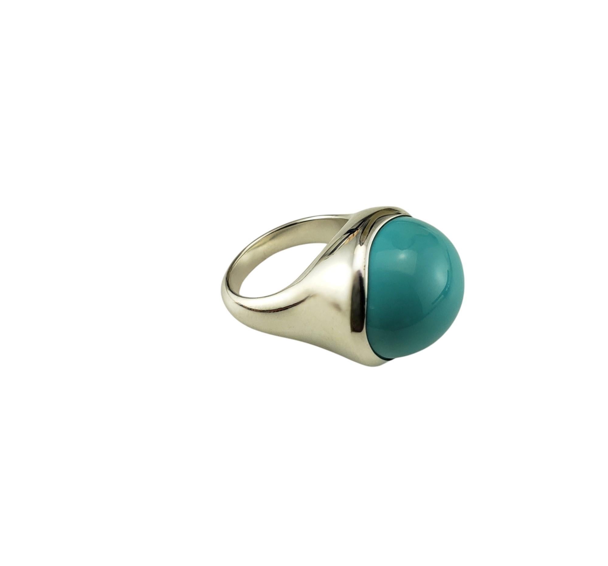 Cabochon Tiffany & Co. Elsa Peretti Sterling Silver Turquoise Ring Size 8 #17064 For Sale