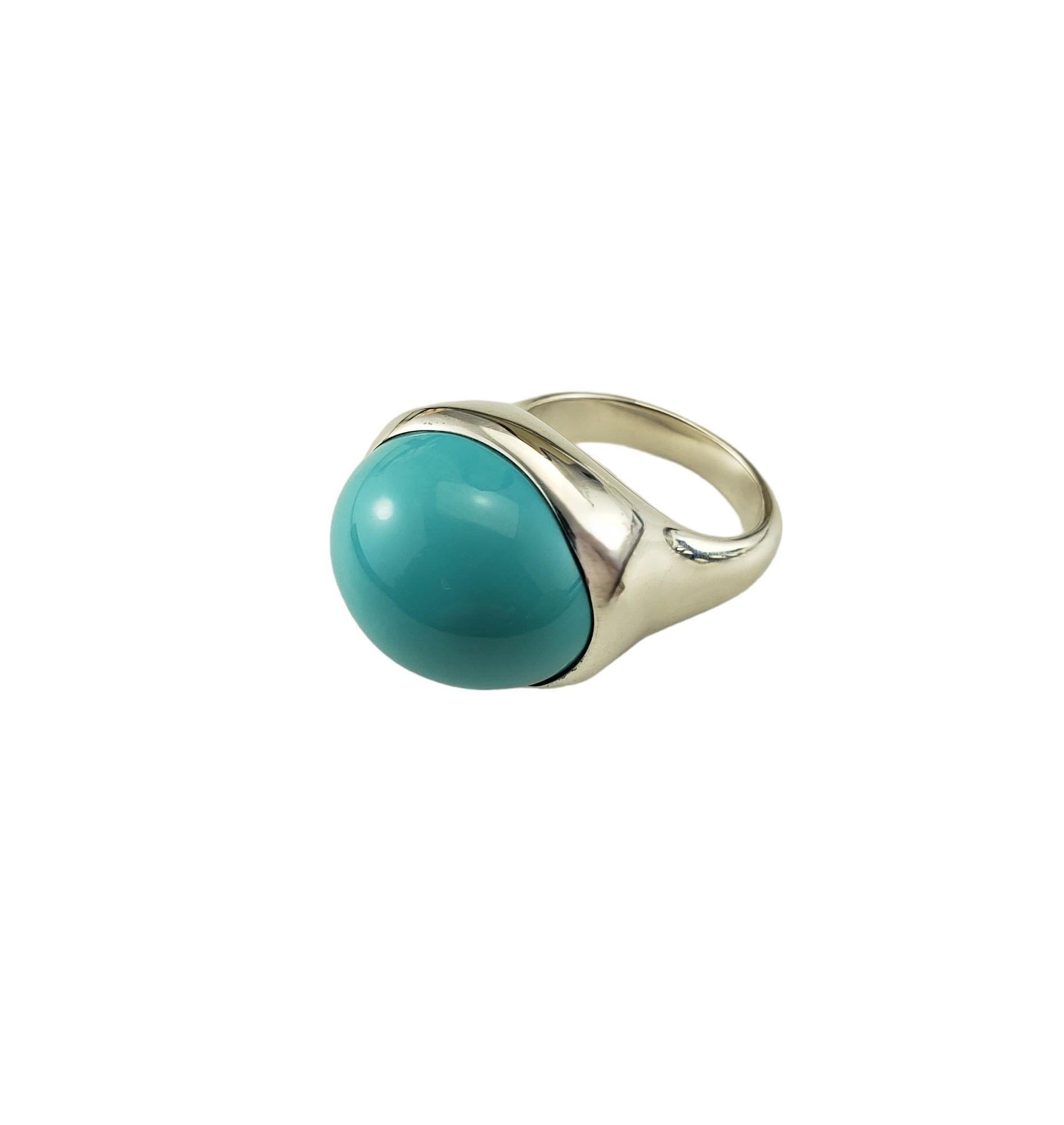 Tiffany & Co. Elsa Peretti Sterling Silver Turquoise Ring Size 8 #17064 In Good Condition For Sale In Washington Depot, CT