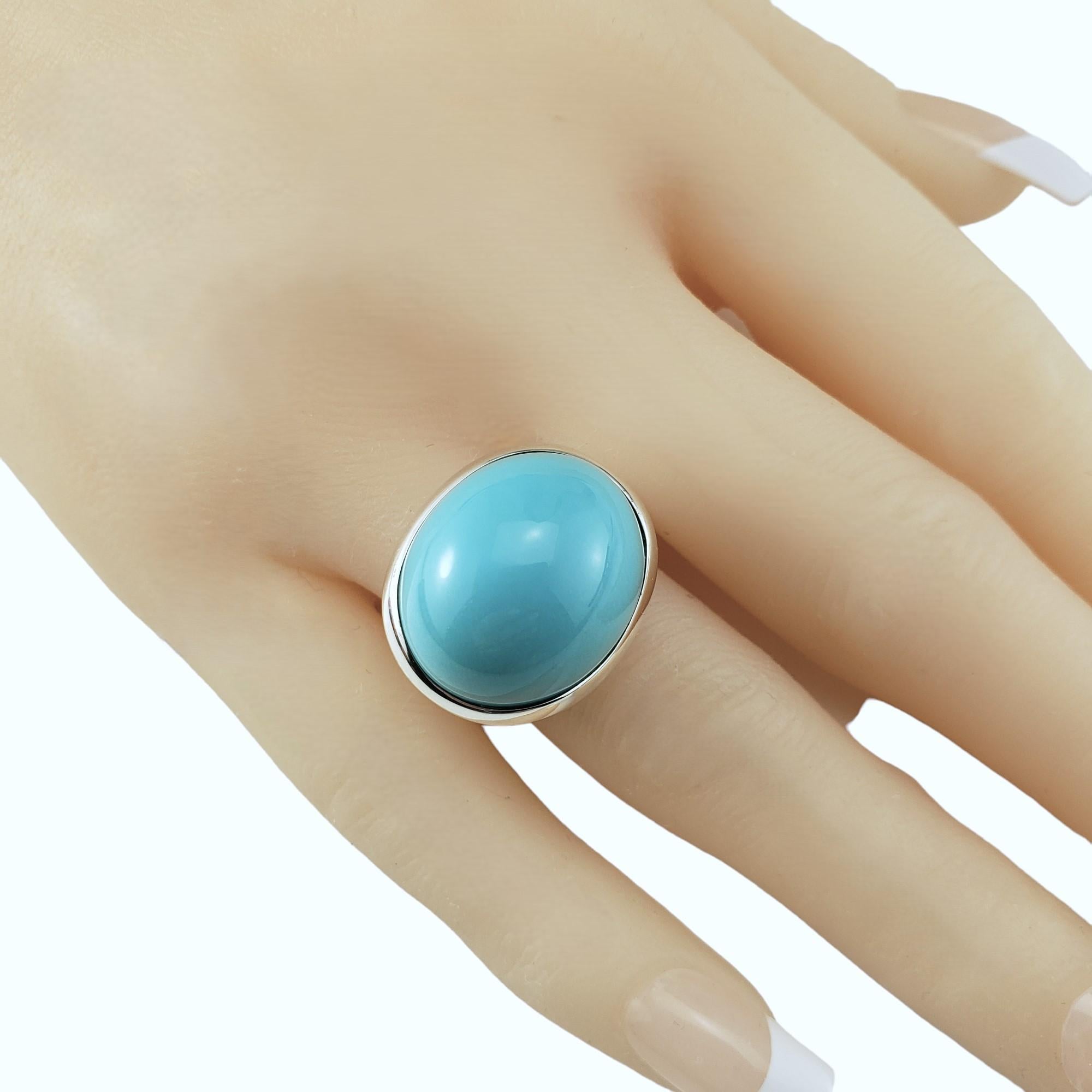 Tiffany & Co. Elsa Peretti Türkis-Ring aus Sterlingsilber, Größe 8 #17064 im Angebot 3