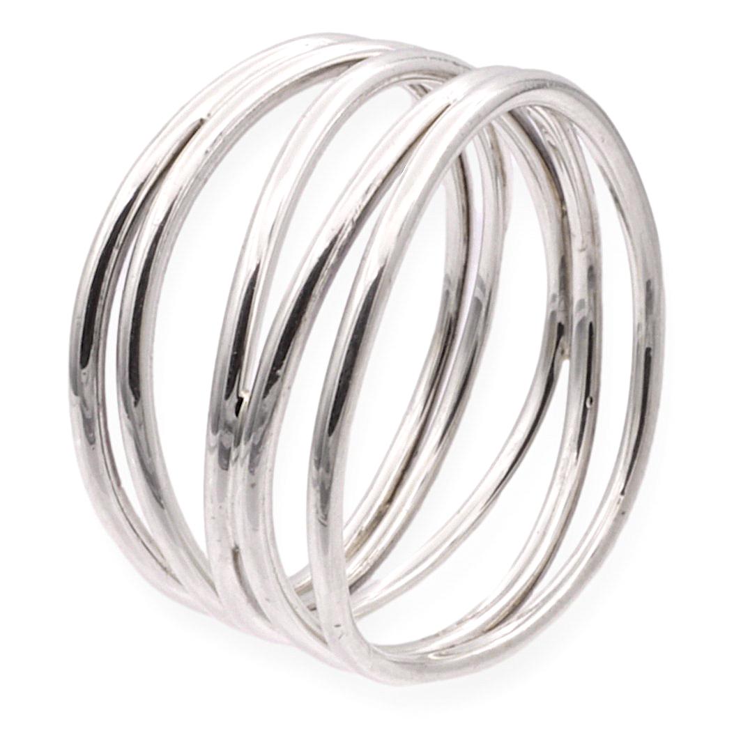 Tiffany & Co. wide band ring designed by Elsa Peretti from the wave collection finely crafted in sterling silver featuring five rows of sleek and elegant 1.1 mm bands that wrap around the finger. Fully hallmarked with logo , designer signature and