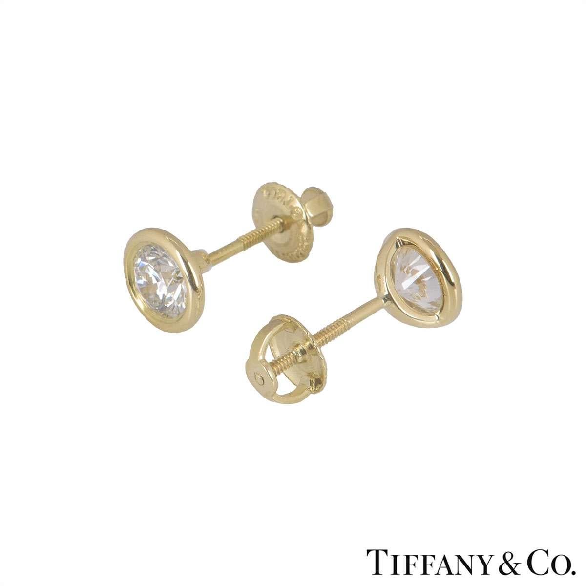 Round Cut Tiffany & Co. Elsa Peretti Stud Earrings 1.14 Carat