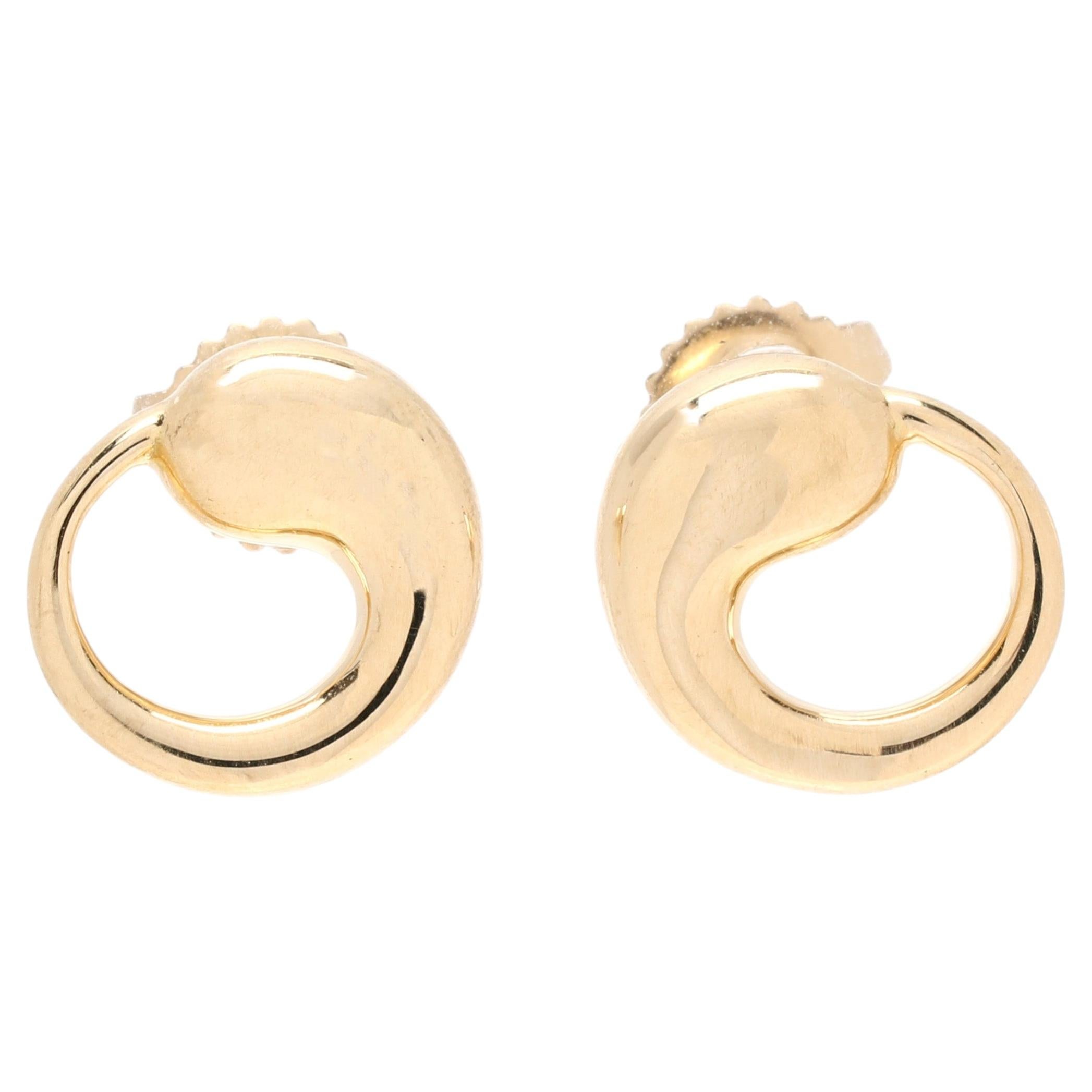 Tiffany & Co Elsa Peretti Stud Earrings, 18k Yellow Gold, Length 11.5 mm