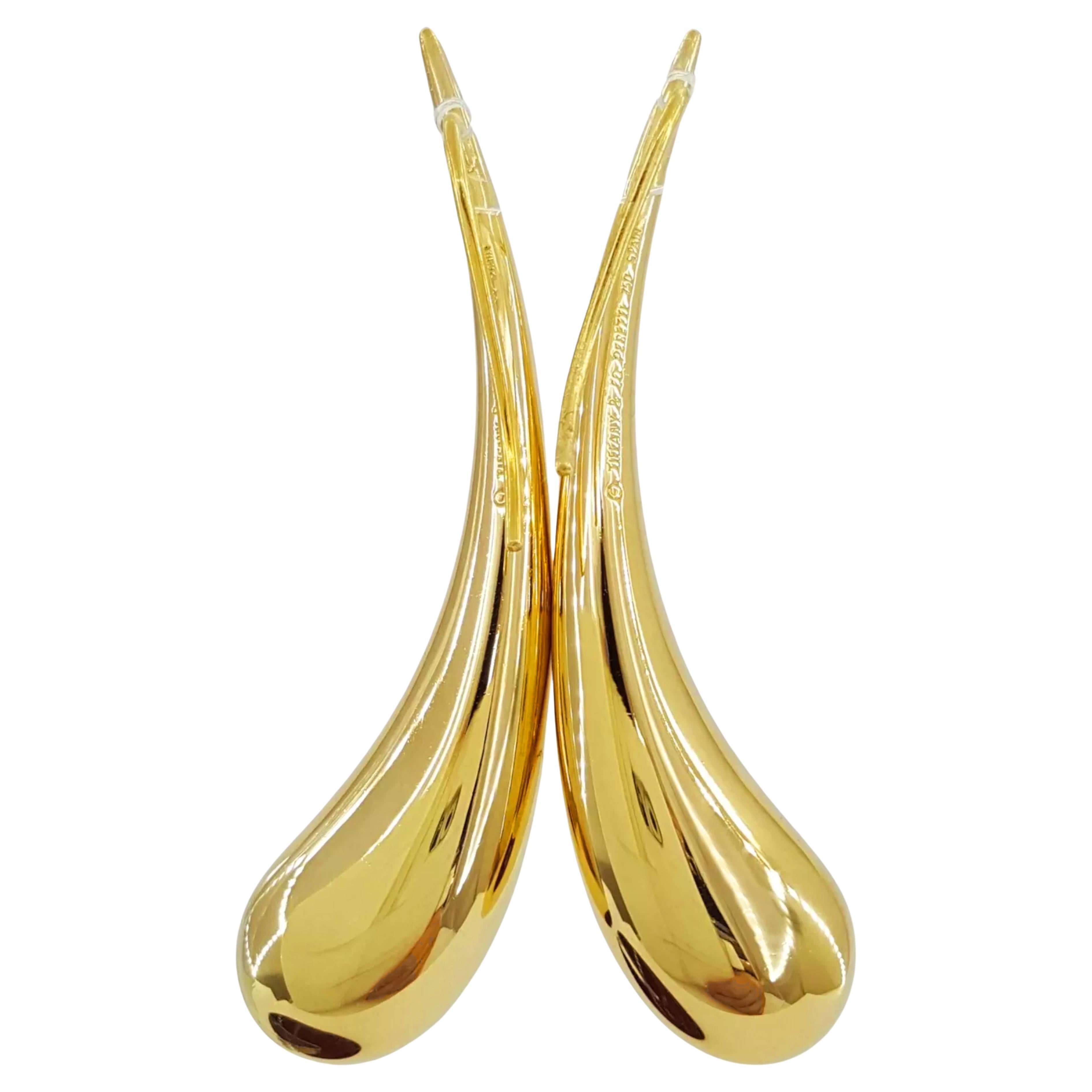 Tiffany & Co. Elsa Peretti Teardrop 18K Yellow Gold Hook Earrings