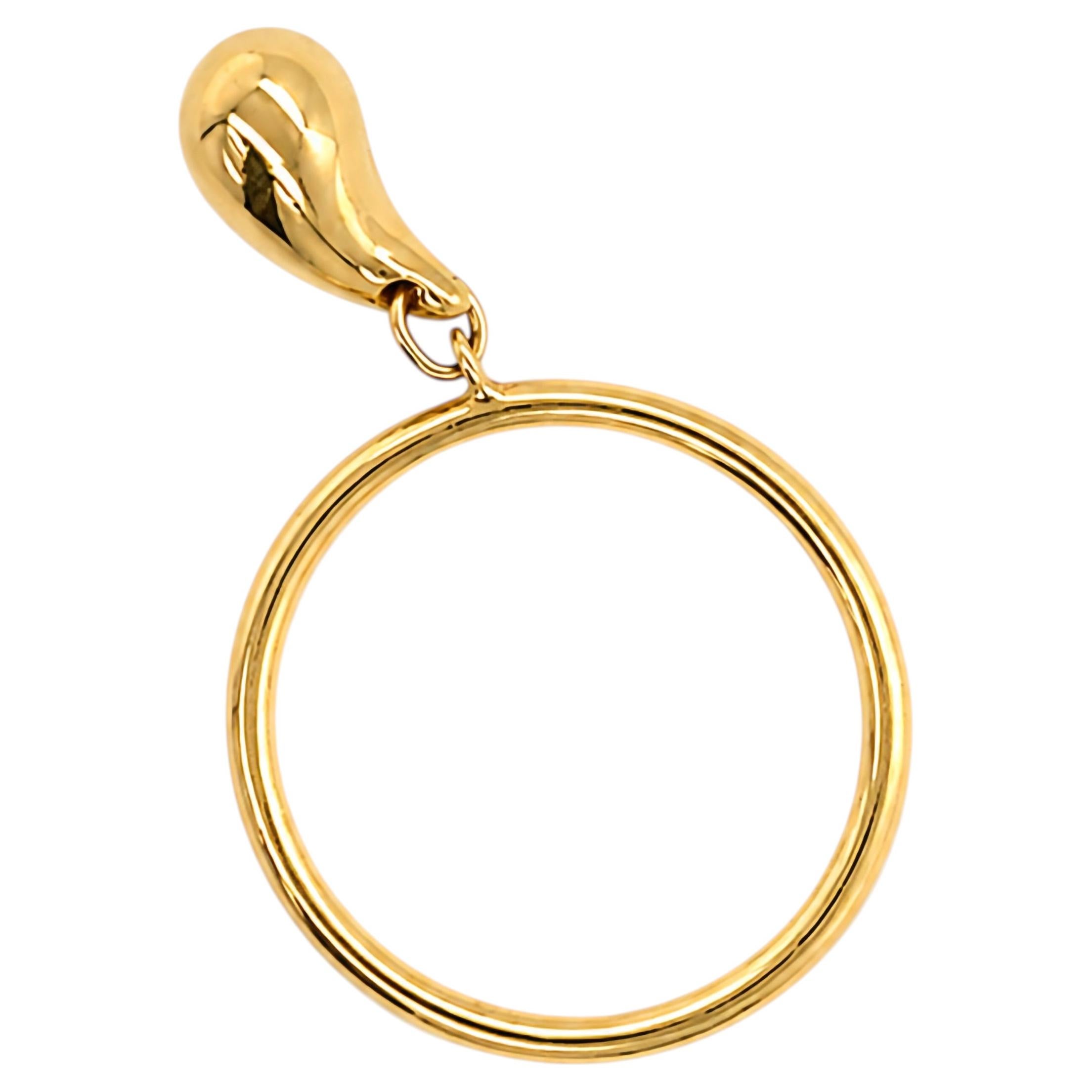 Tiffany & Co. Elsa Peretti Teardrop Charm Dangle Ring in 18 Carat Yellow Gold For Sale