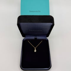 Tiffany & Co. Elsa Peretti Teardrop Diamond 18k Yellow Gold Pendant Necklace