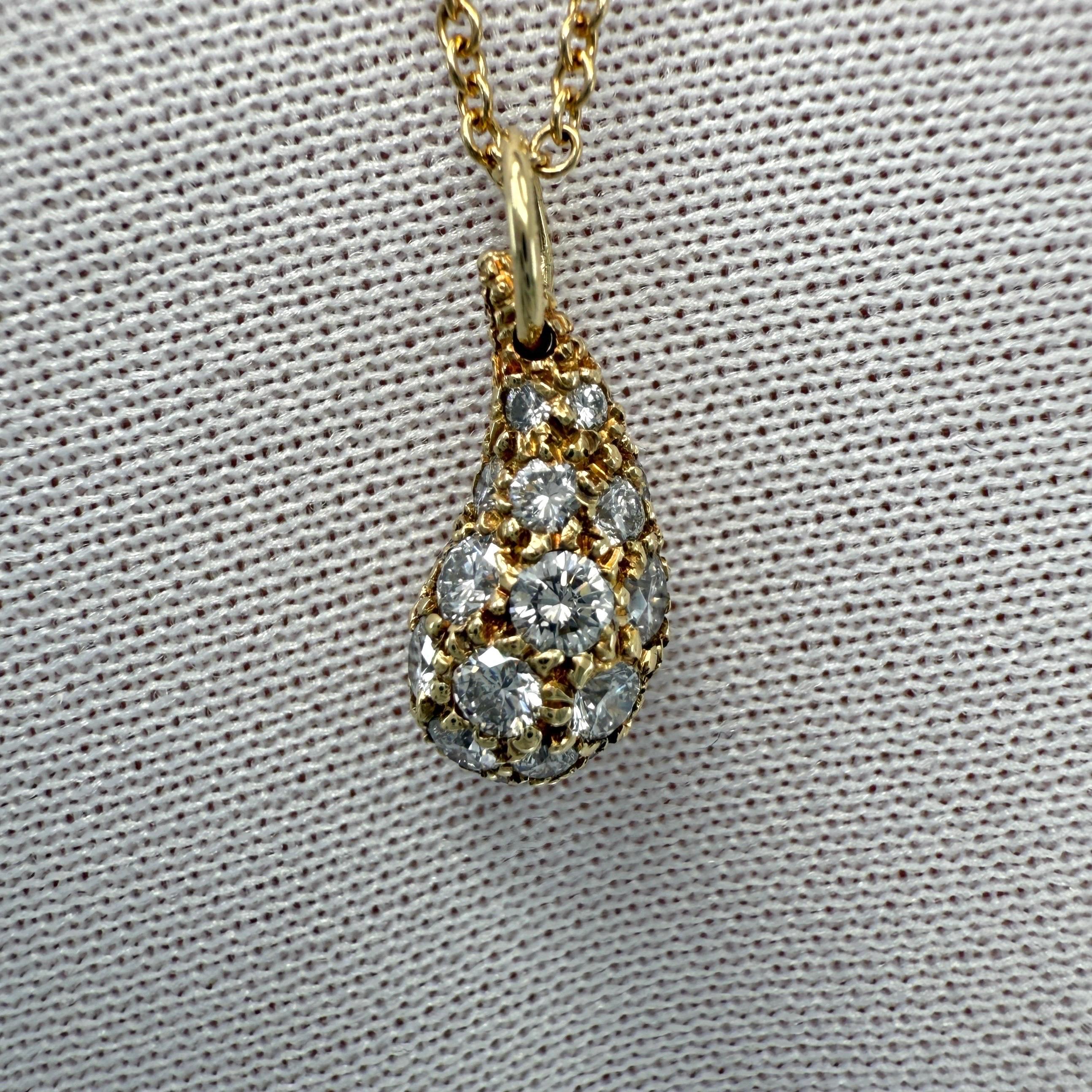 Taglio rotondo Tiffany & Co. Collana con ciondolo in oro giallo 18k con diamante a goccia di Elsa Peretti in vendita